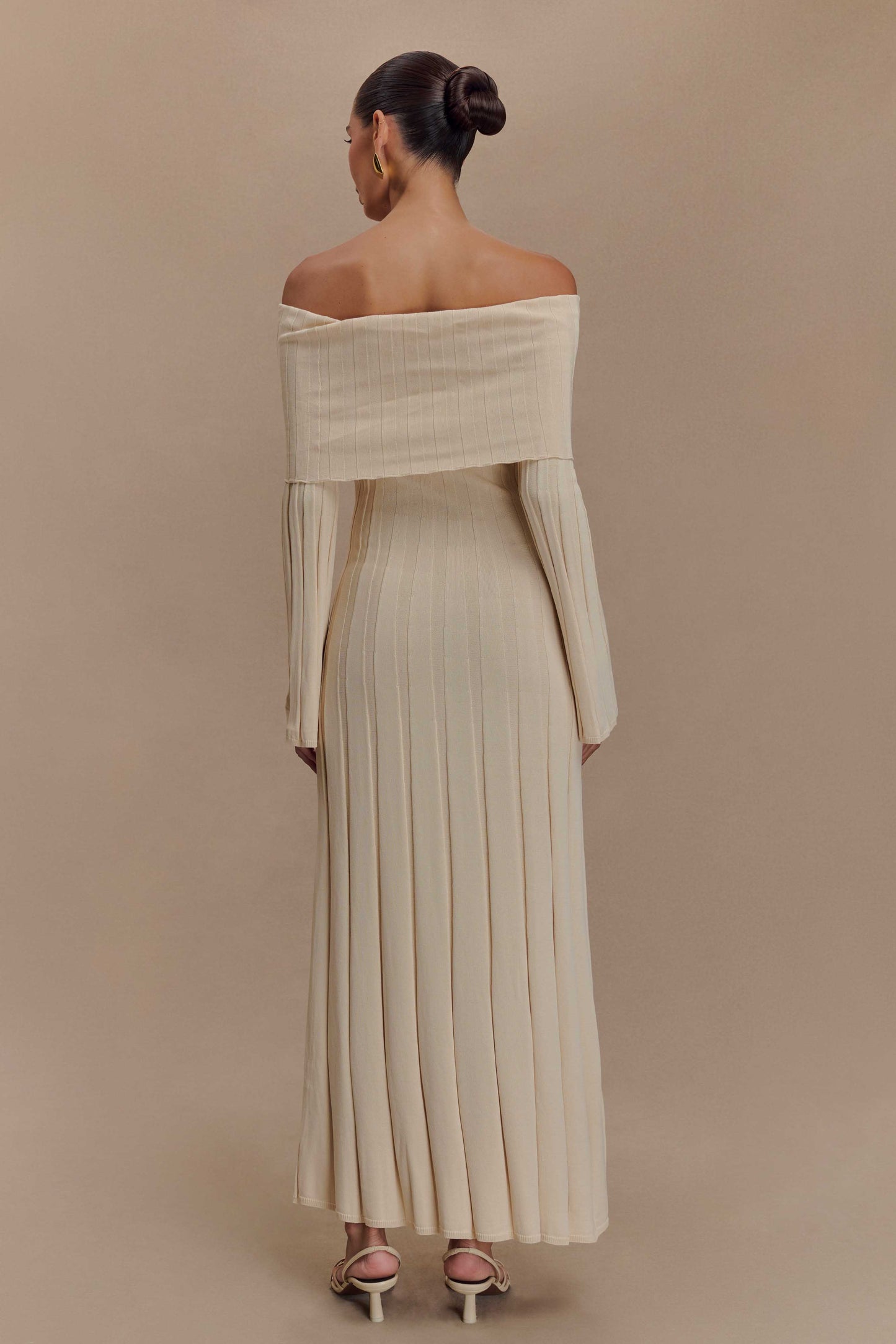 Robe mi-longue en jersey à manches longues Alonza - Crème