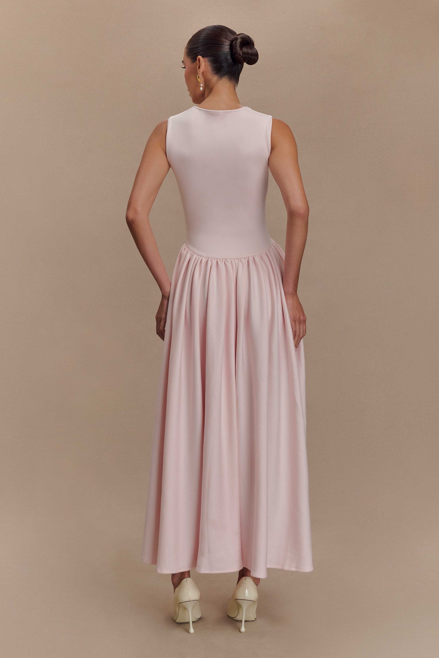 Robe midi en jersey scuba Sharon - Rose ballet