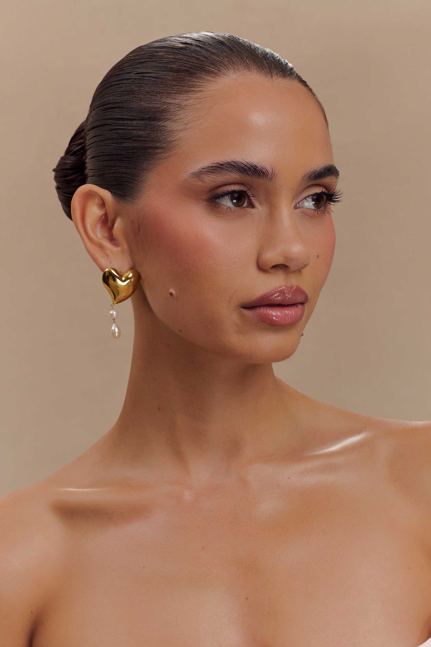 Boucles d'oreilles perles en forme de cœur Kiara - Or