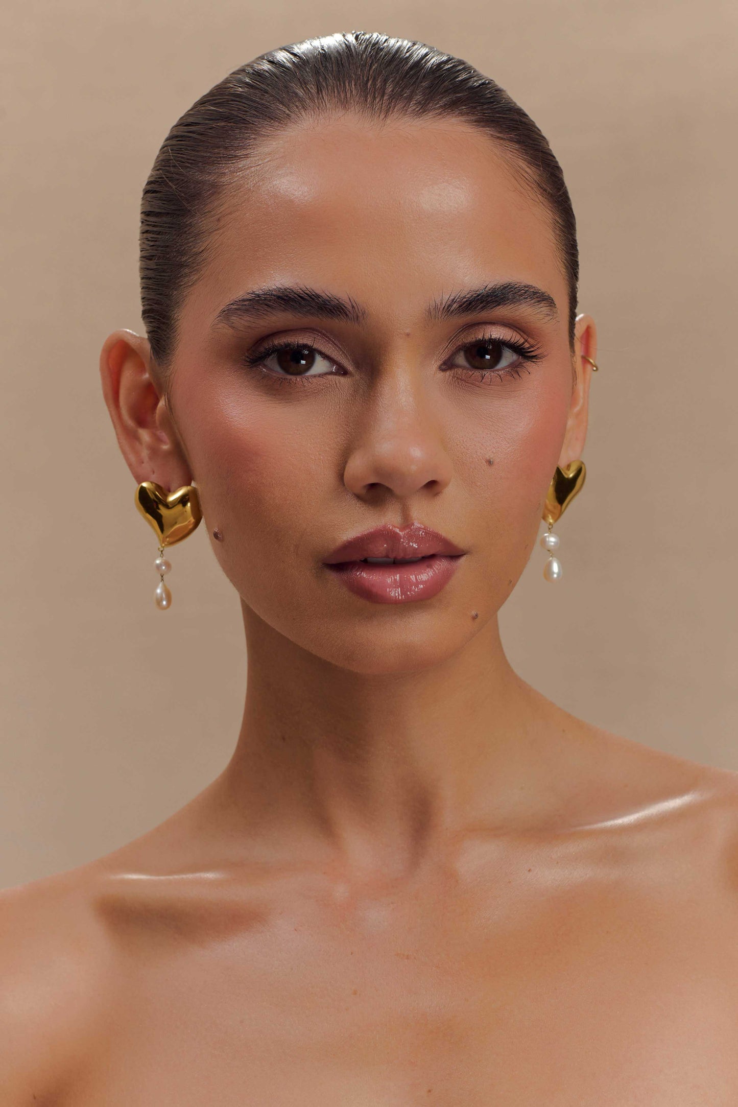Boucles d'oreilles perles en forme de cœur Kiara - Or