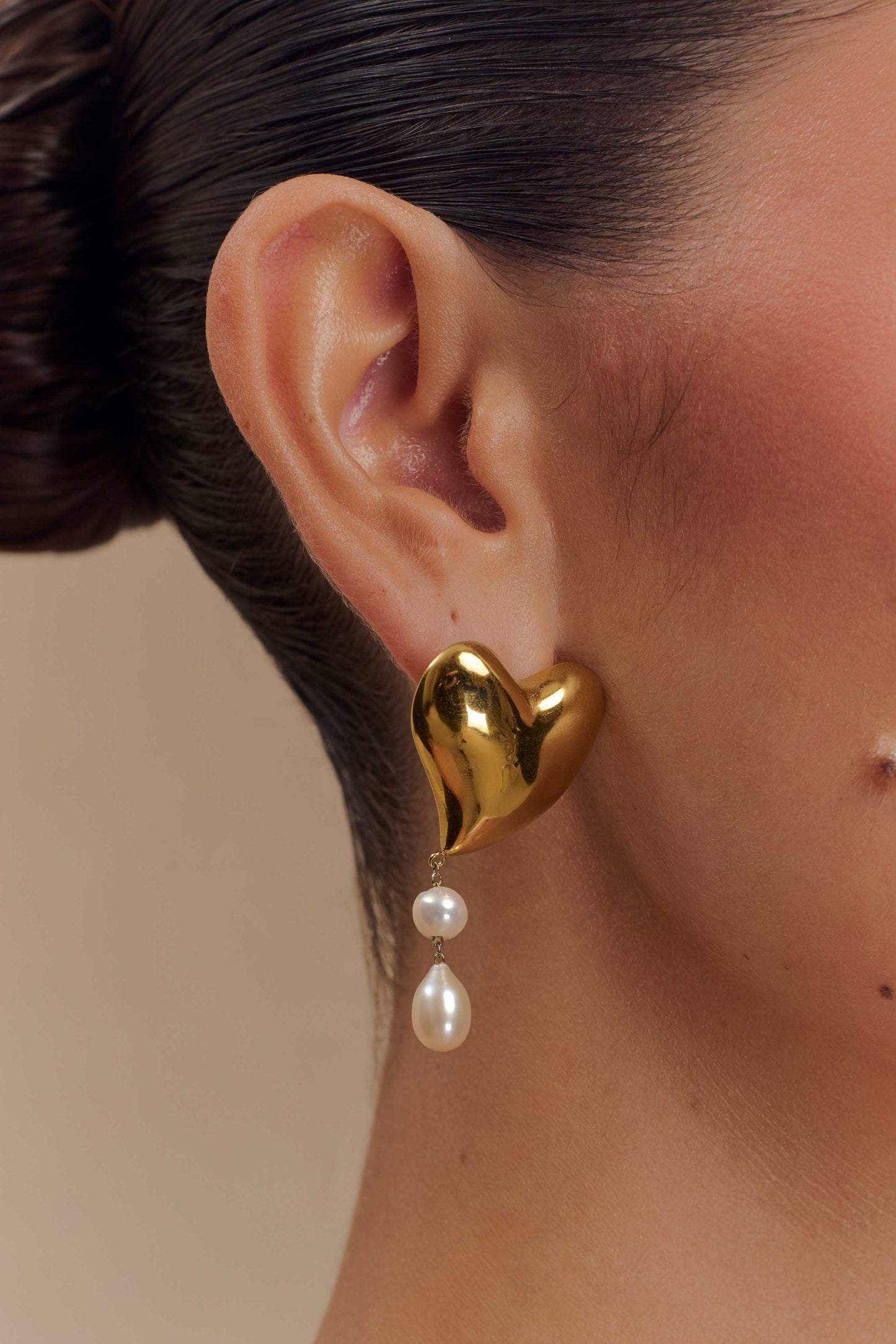 Boucles d'oreilles perles en forme de cœur Kiara - Or