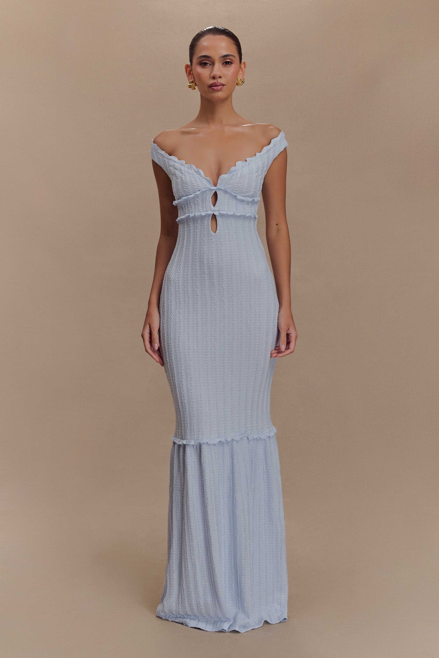 Robe Maxi à épaules dénudées Natalie - Bleu ciel
