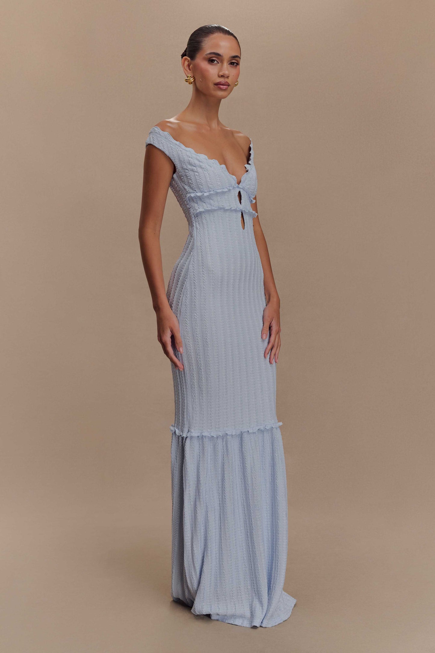 Robe Maxi à épaules dénudées Natalie - Bleu ciel