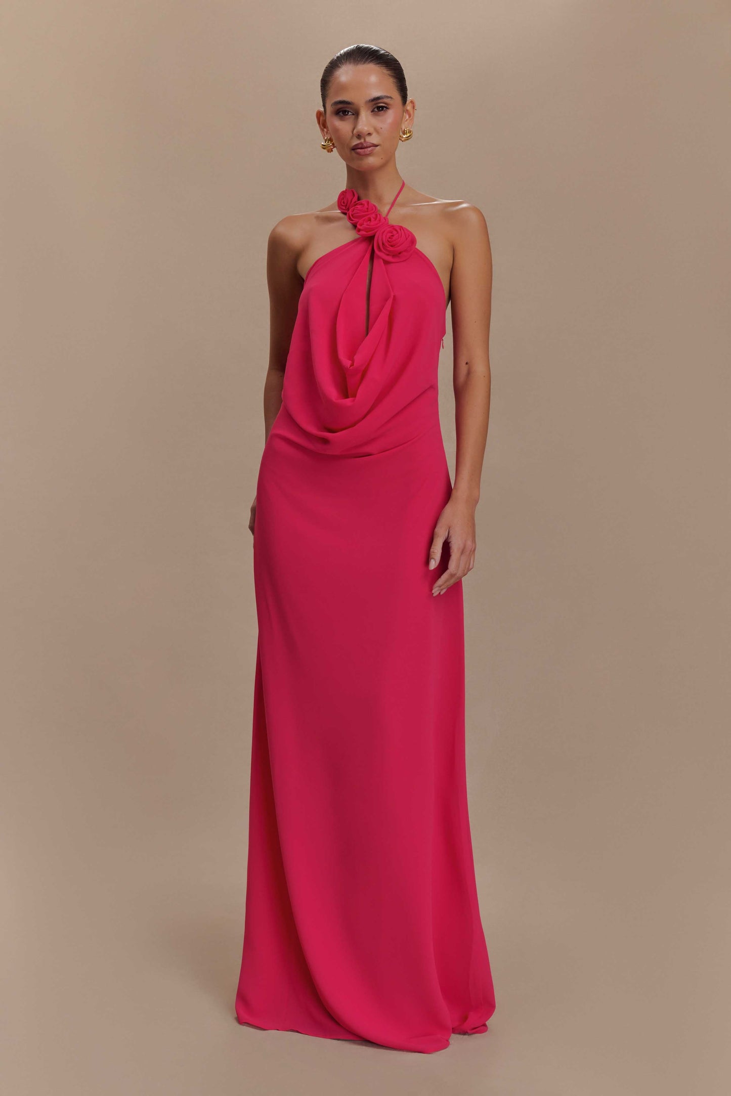 Robe Maxi Col Chandail Rosalia - Framboise