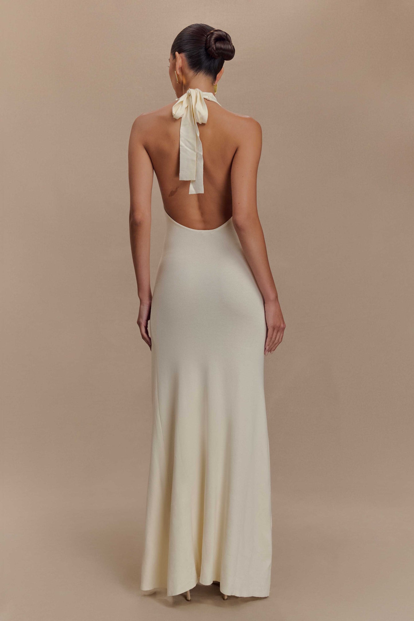 Robe Maxi à Manches Frangées en Tricot Shiloh Rose - Ivoire