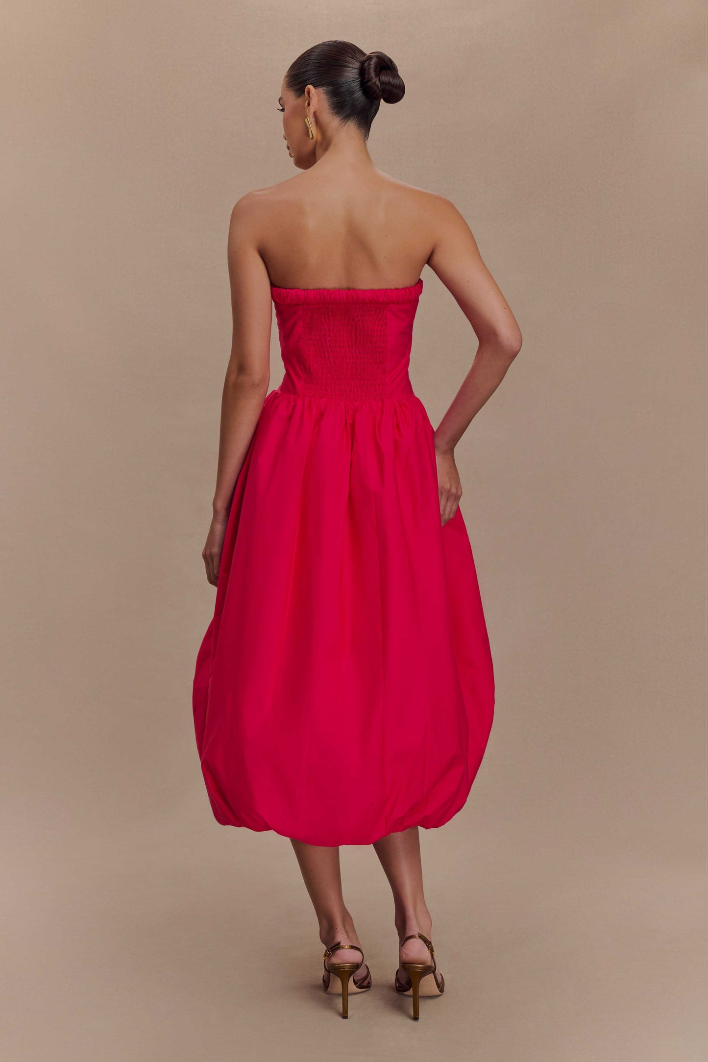 Robe midi à manches bouffantes Dulce - Framboise