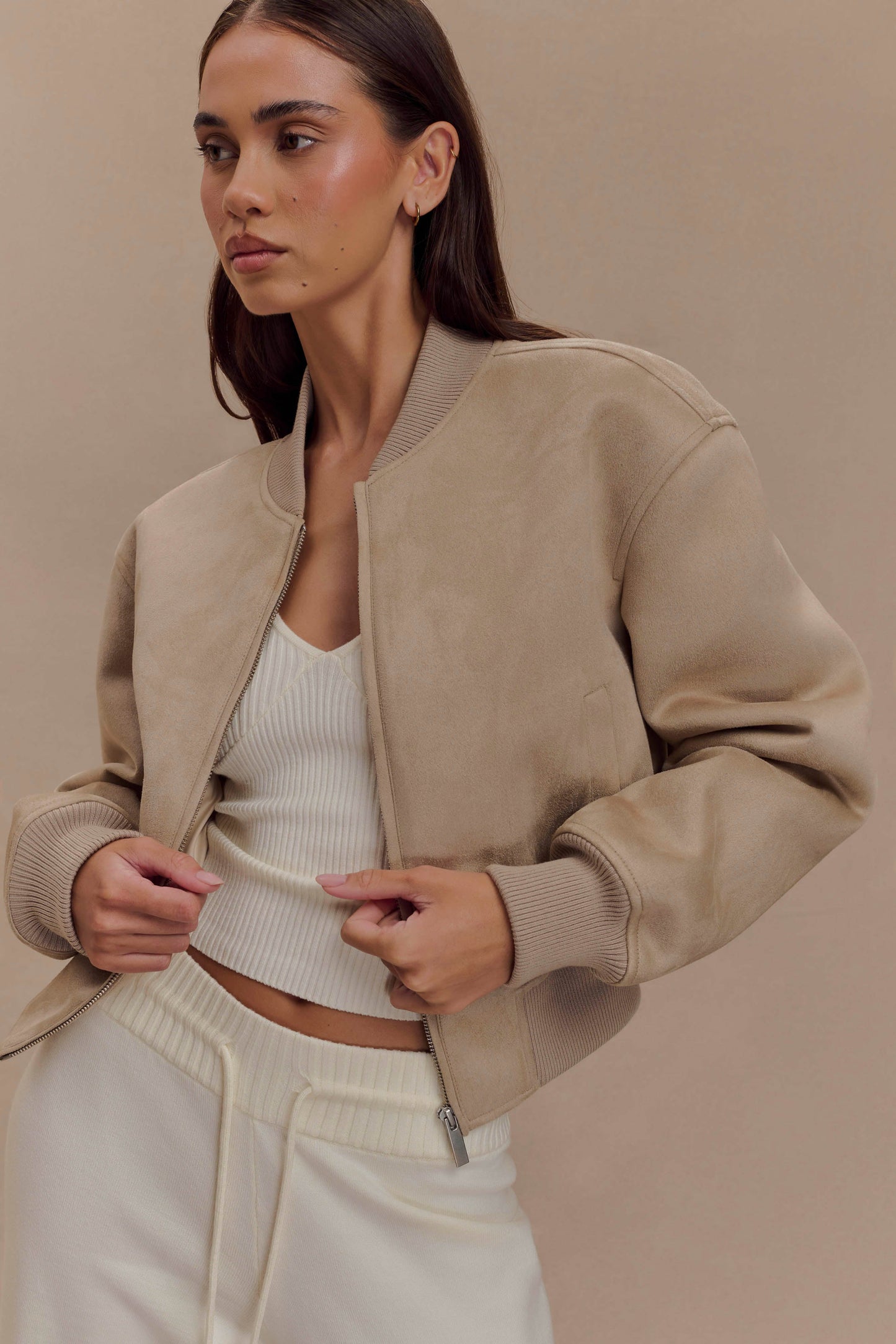 Bomber en daim Rudy - Sable