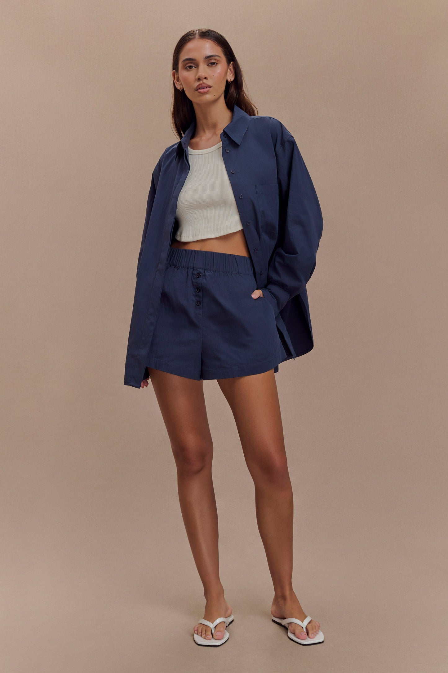 Chemise oversize en coton Campbell - Bleu marine