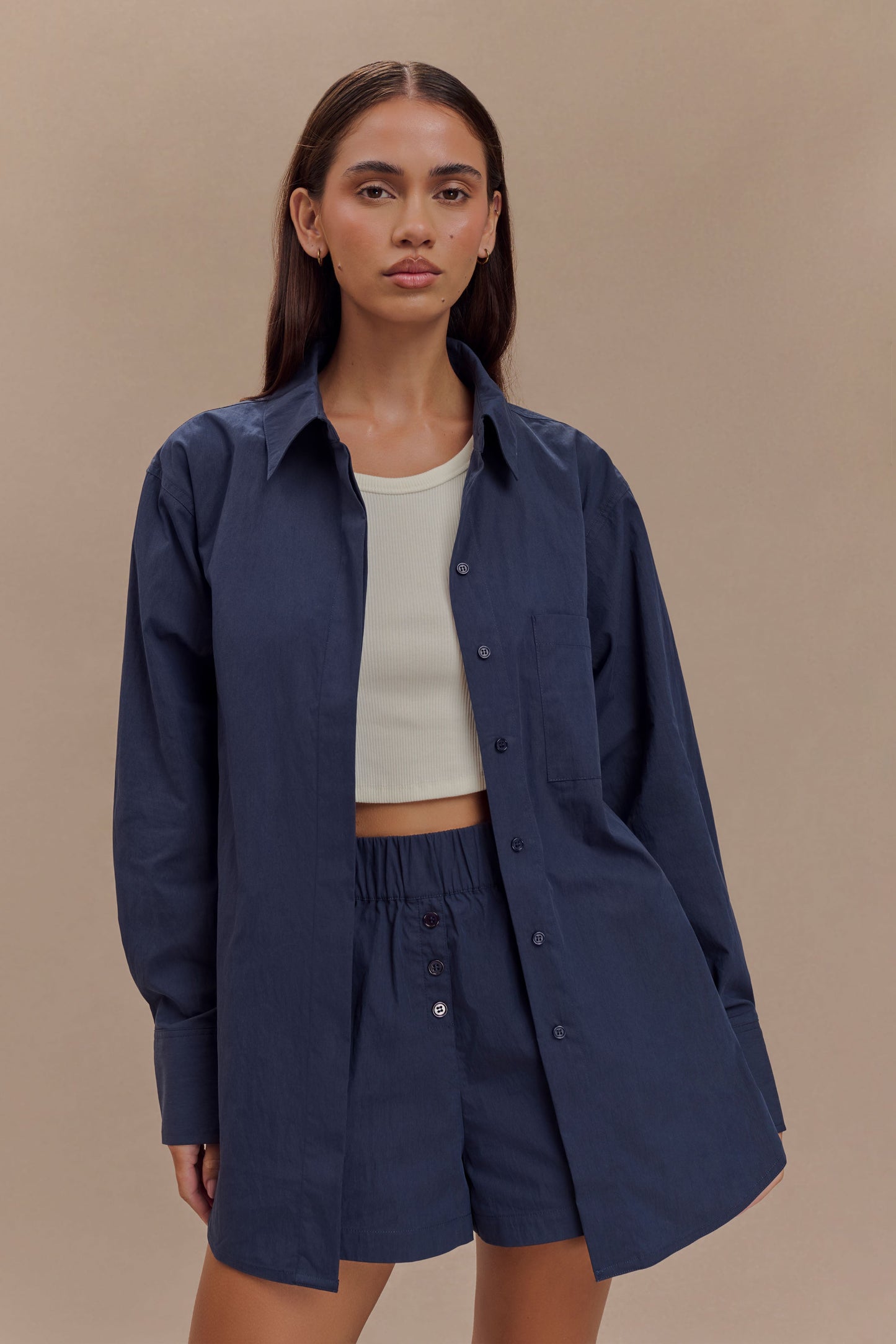 Chemise oversize en coton Campbell - Bleu marine