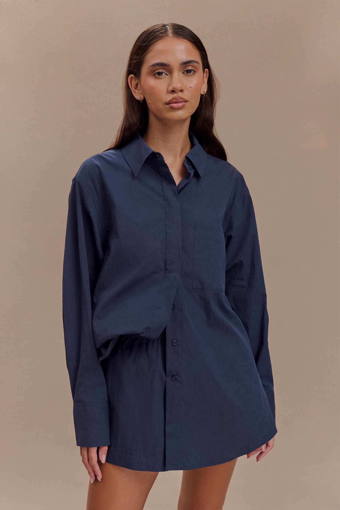 Chemise oversize en coton Campbell - Bleu marine