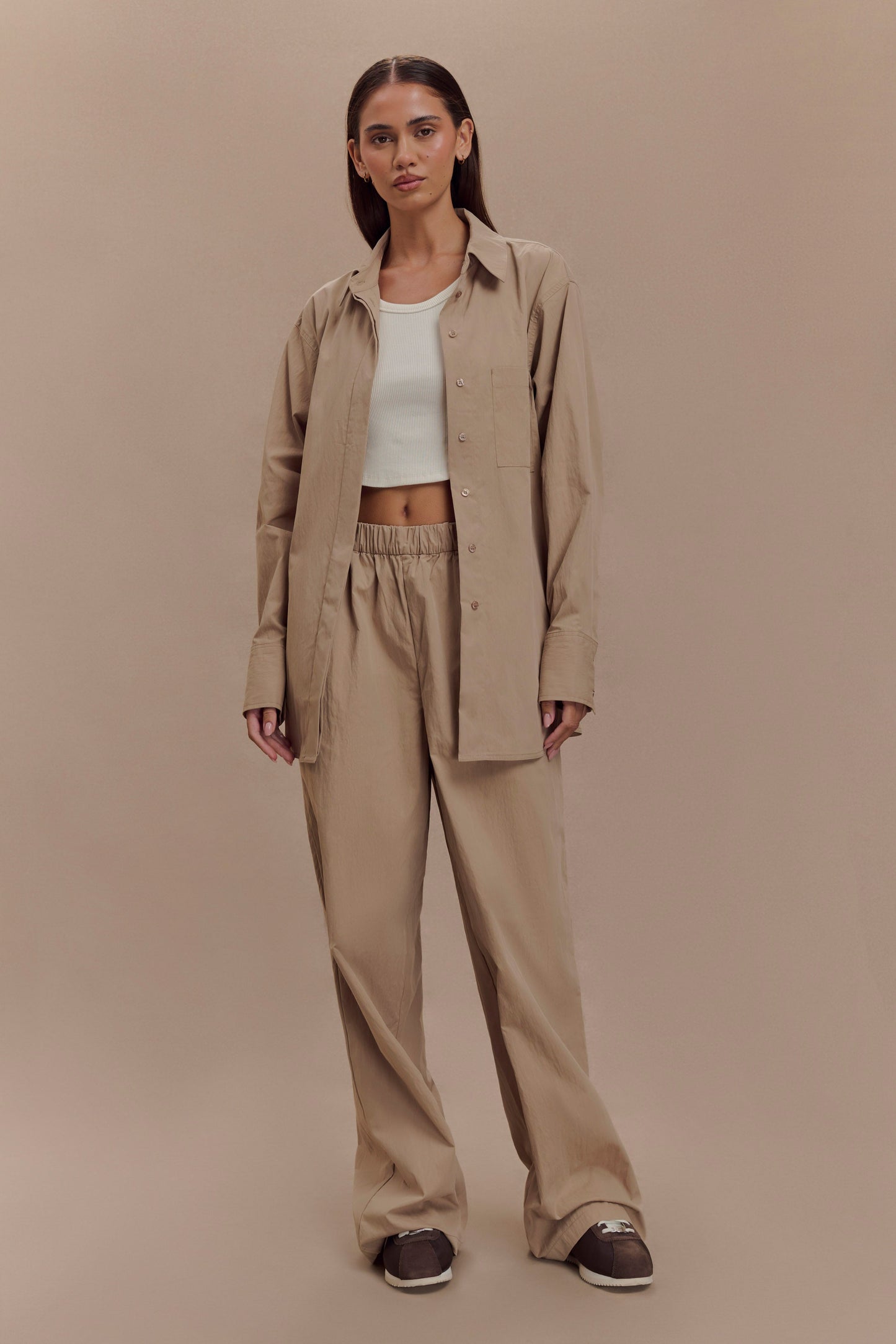 Pantalon large en coton Campbell - Sable