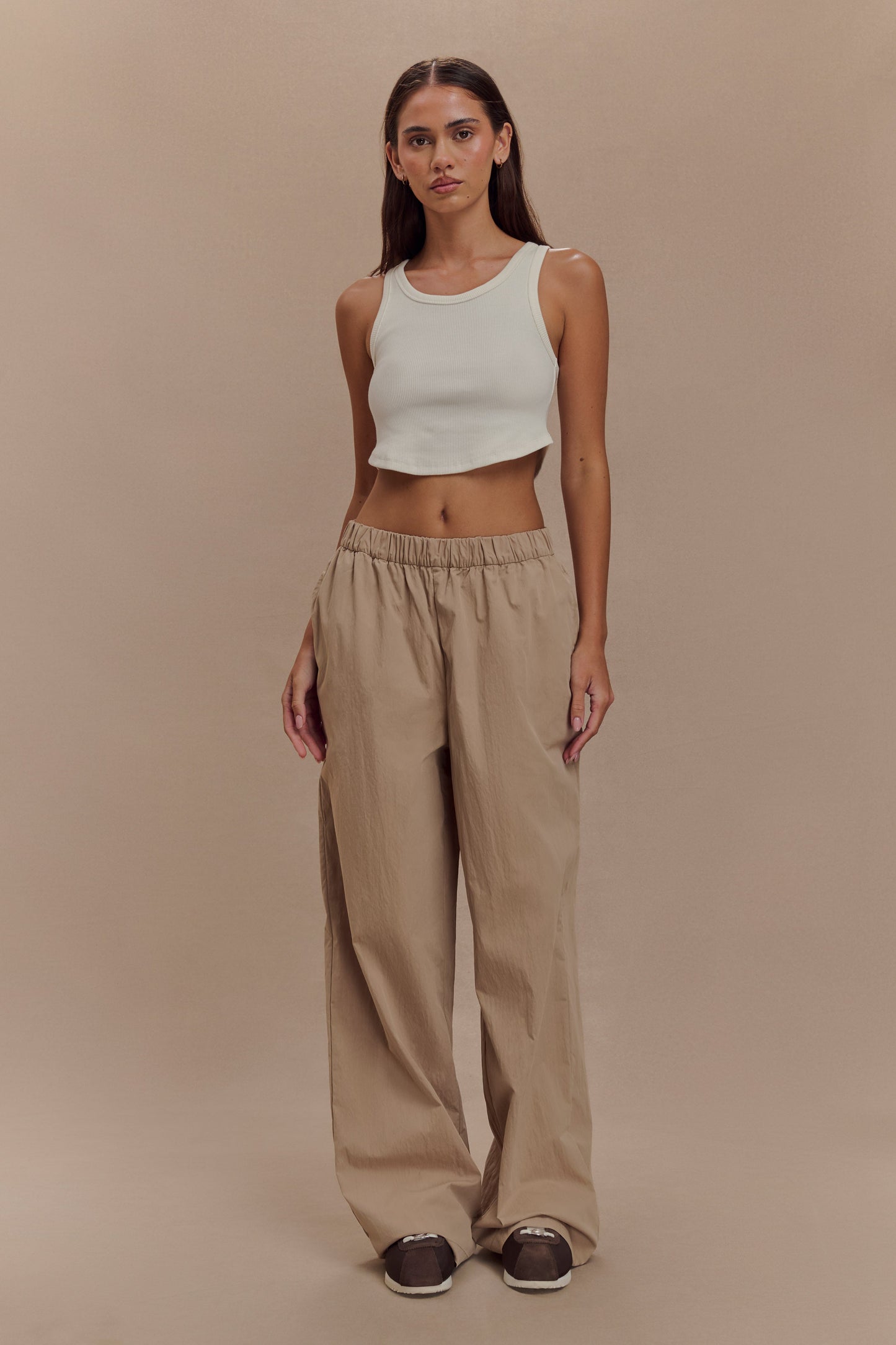 Pantalon large en coton Campbell - Sable