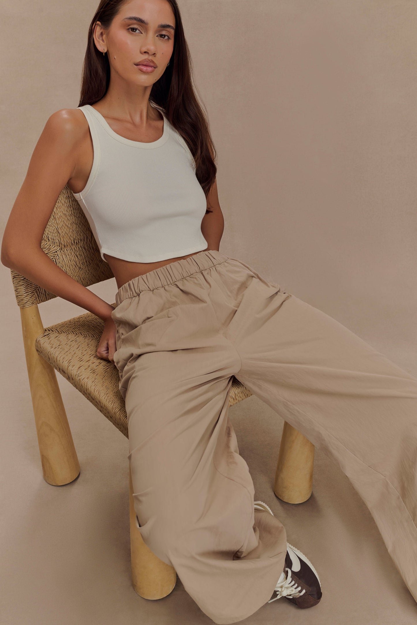 Pantalon large en coton Campbell - Sable