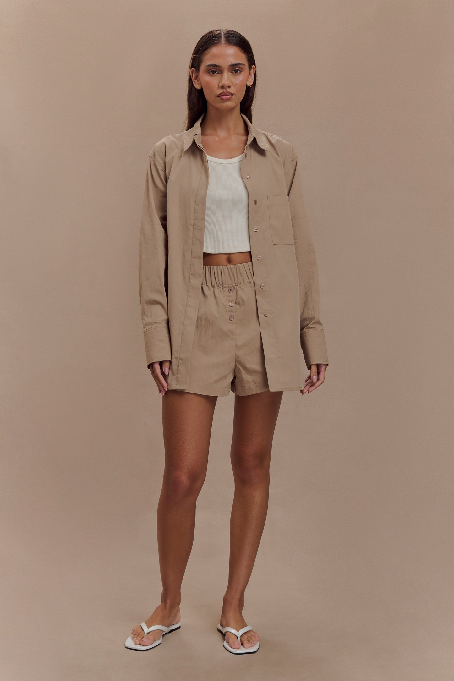 Chemise ample en coton Campbell - Sable