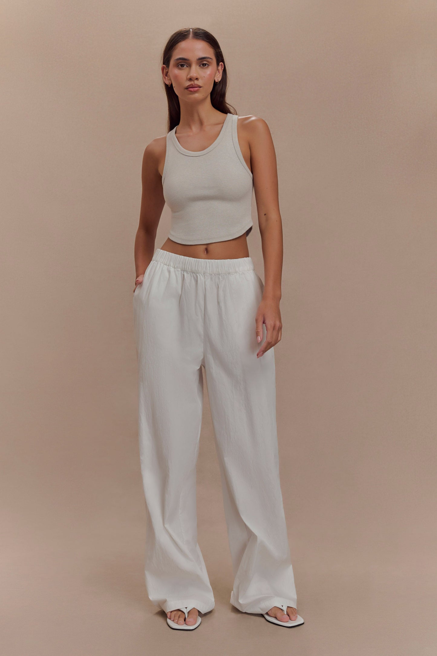 Pantalon large en coton Campbell - Blanc