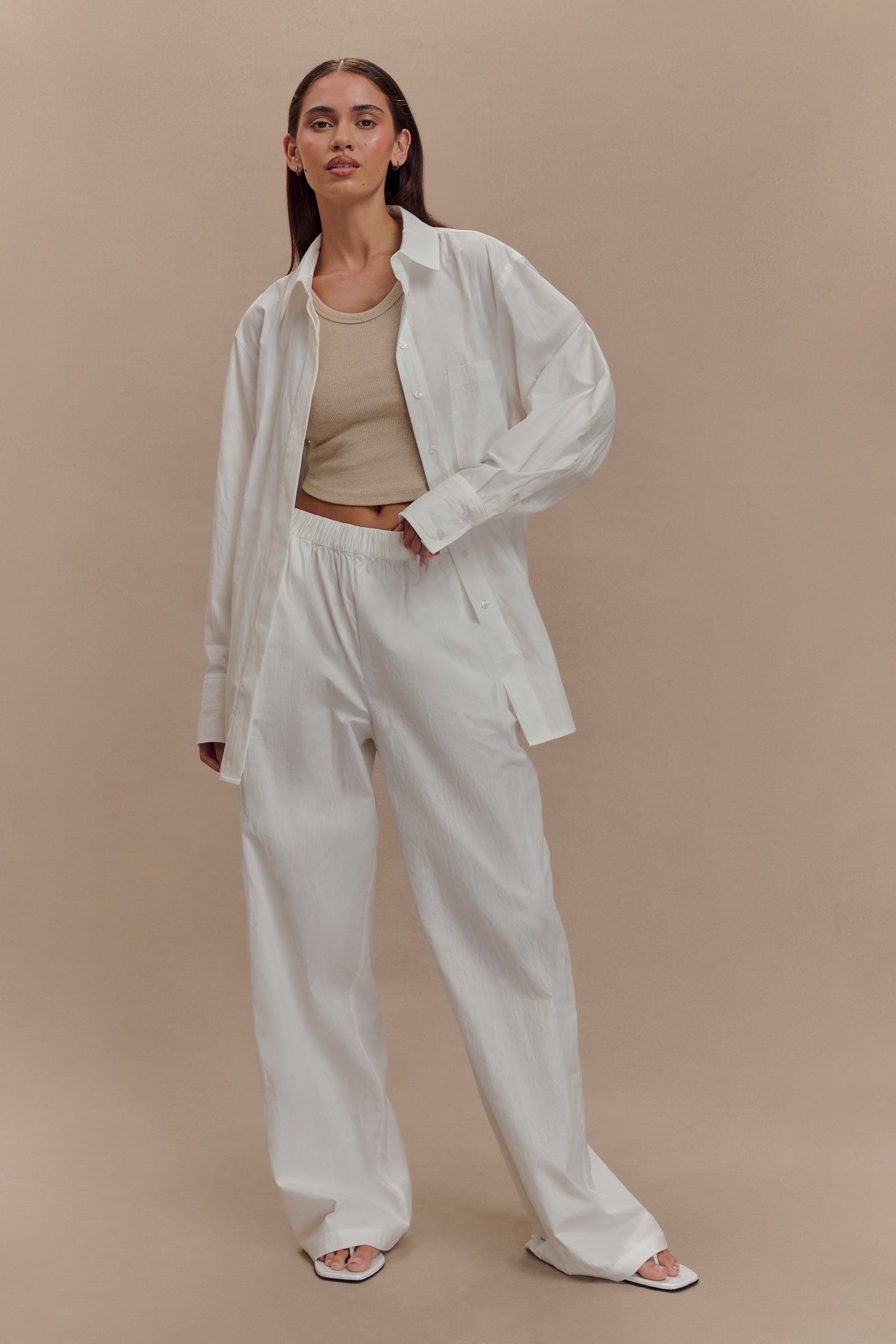 Pantalon large en coton Campbell - Blanc