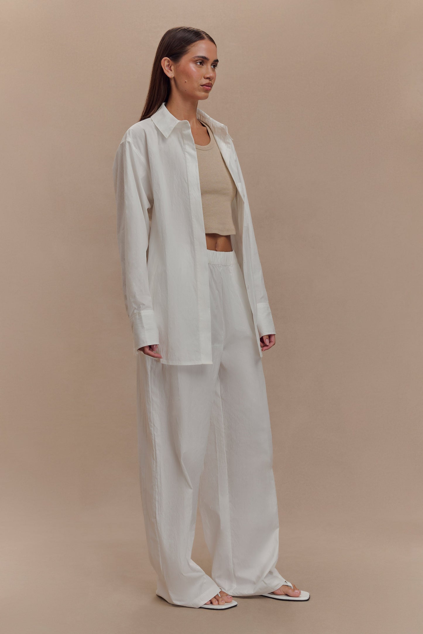 Pantalon large en coton Campbell - Blanc