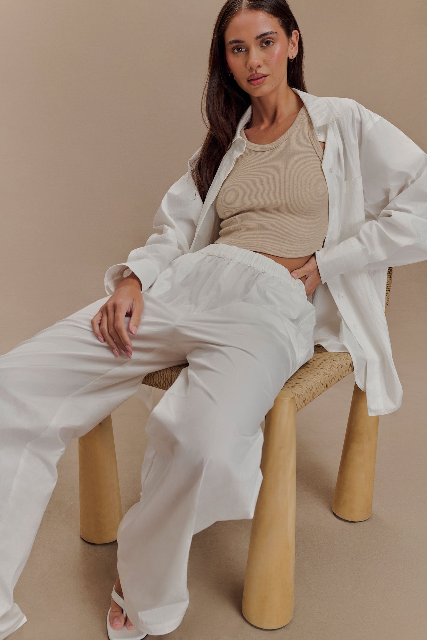 Pantalon large en coton Campbell - Blanc