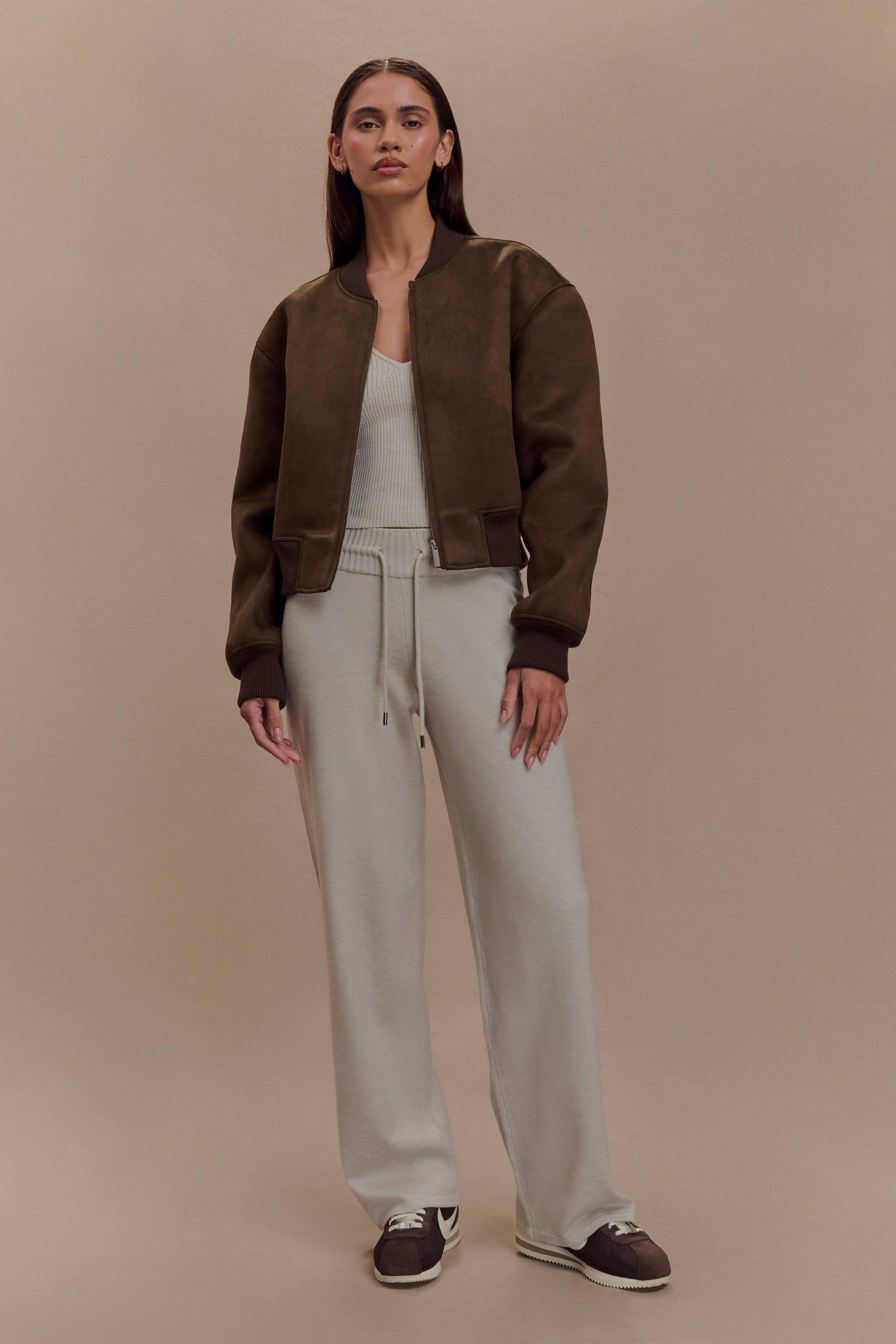 Veste bomber en daim Rudy - Chocolat