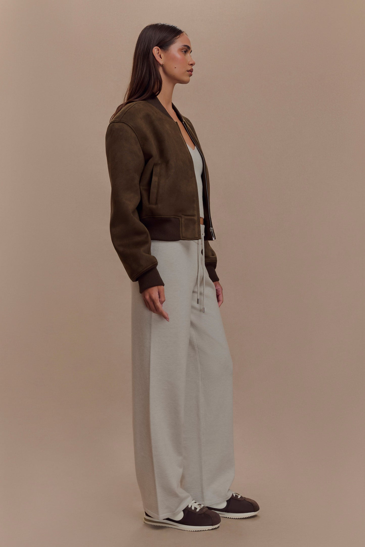 Veste bomber en daim Rudy - Chocolat
