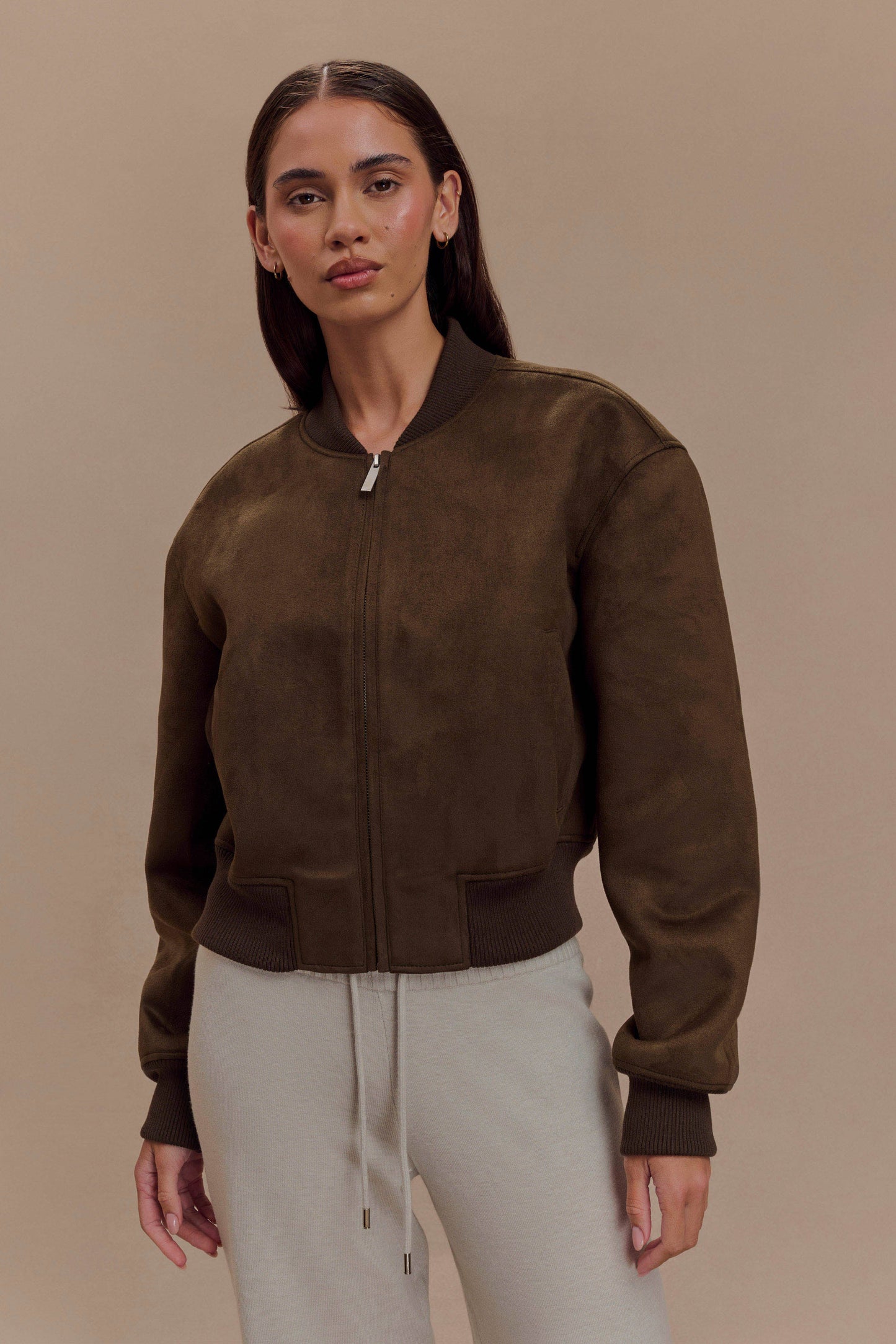 Veste bomber en daim Rudy - Chocolat