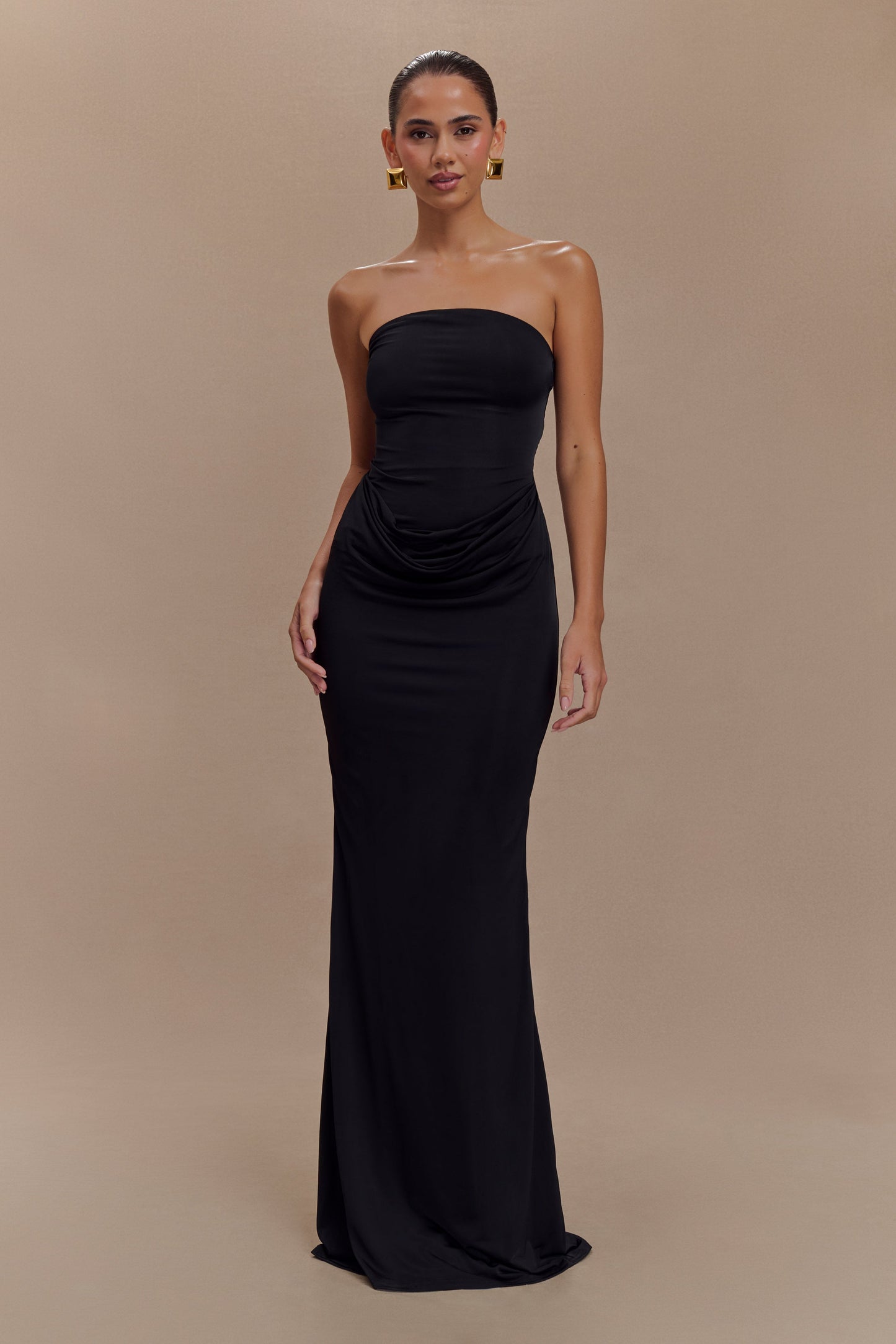 Robe Maxi Slinky sans Bretelles Madison - Noir
