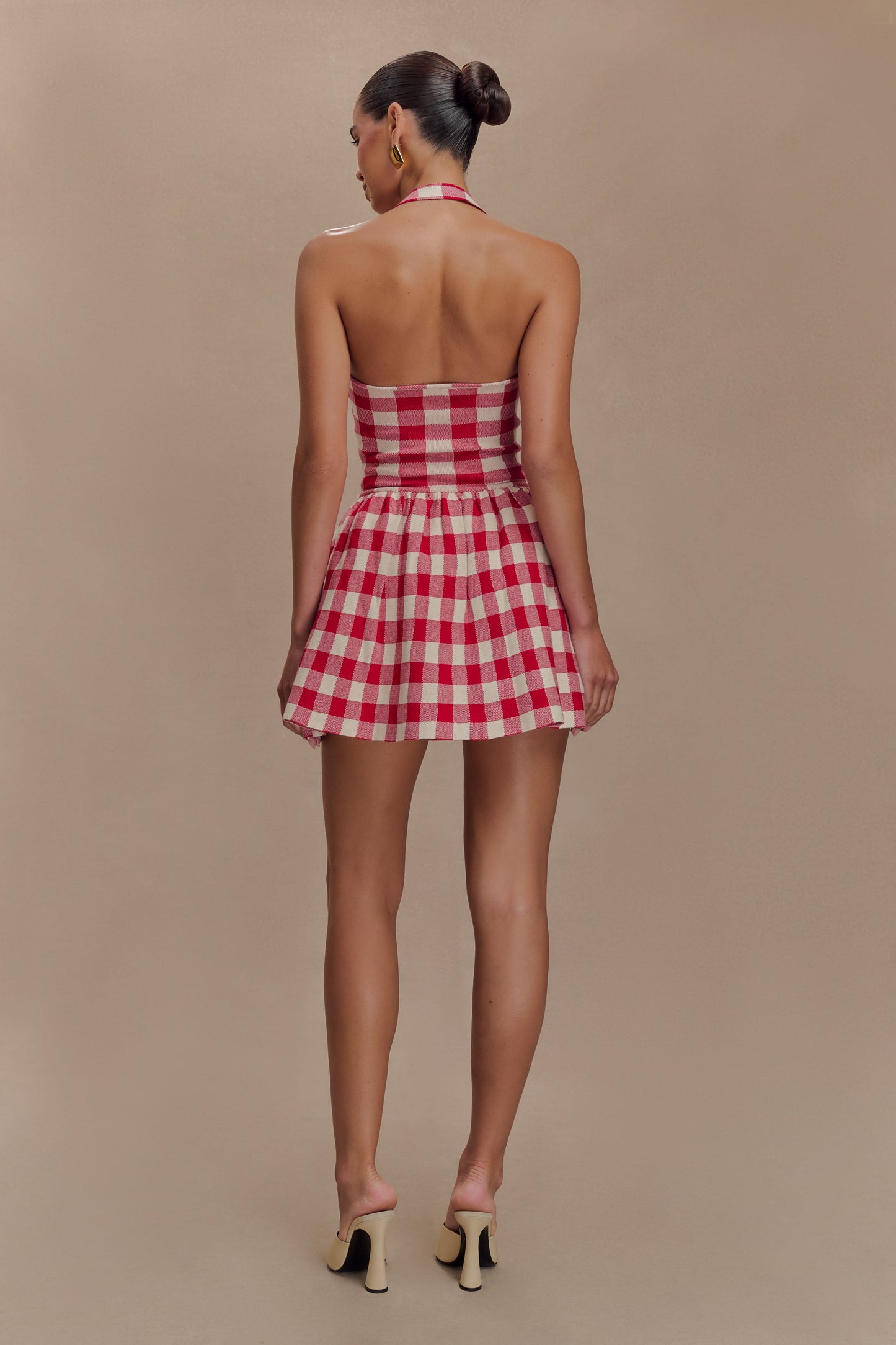 Mini-robe en jersey à bretelles Lindsay - carreaux rouges