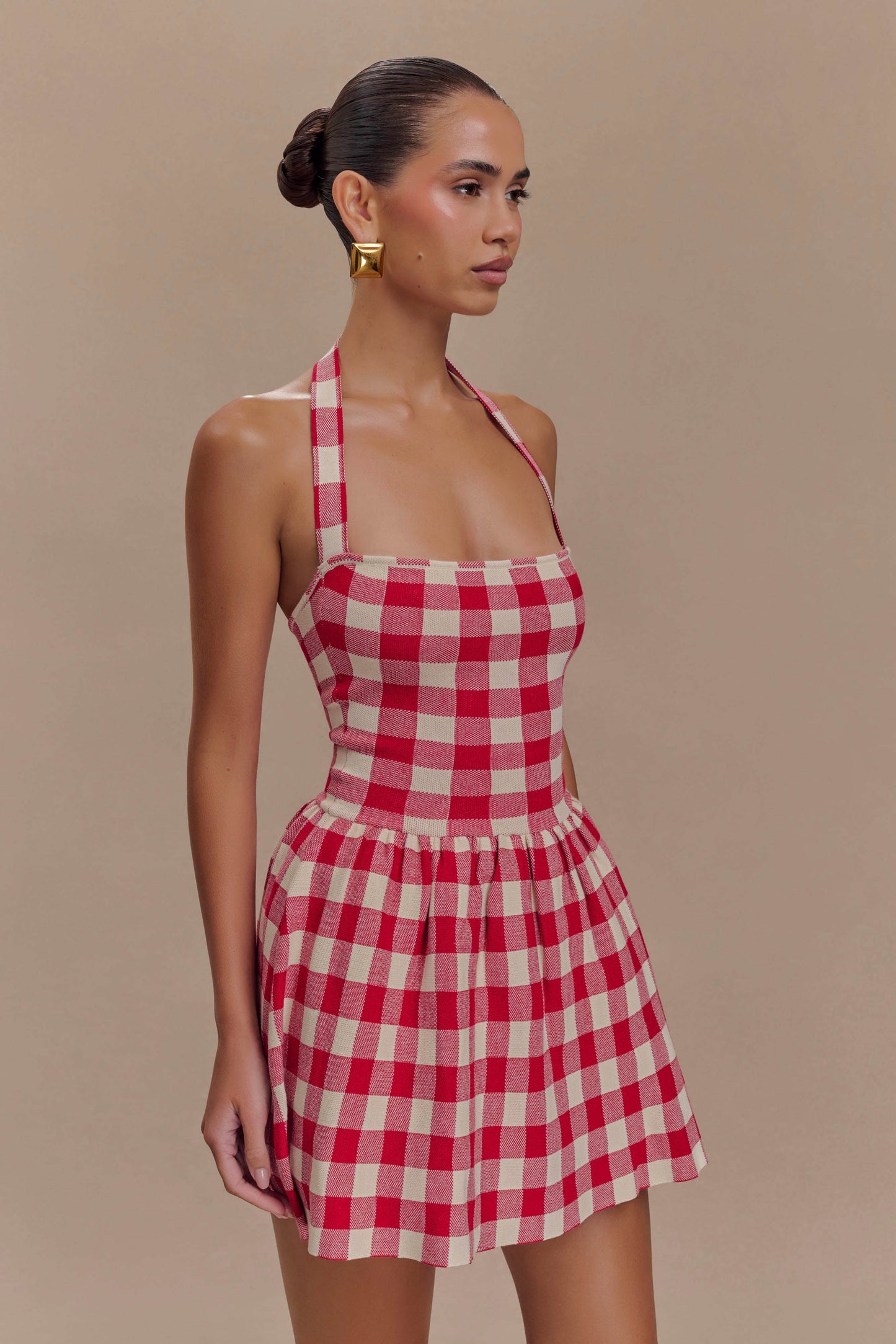 Mini-robe en jersey à bretelles Lindsay - carreaux rouges