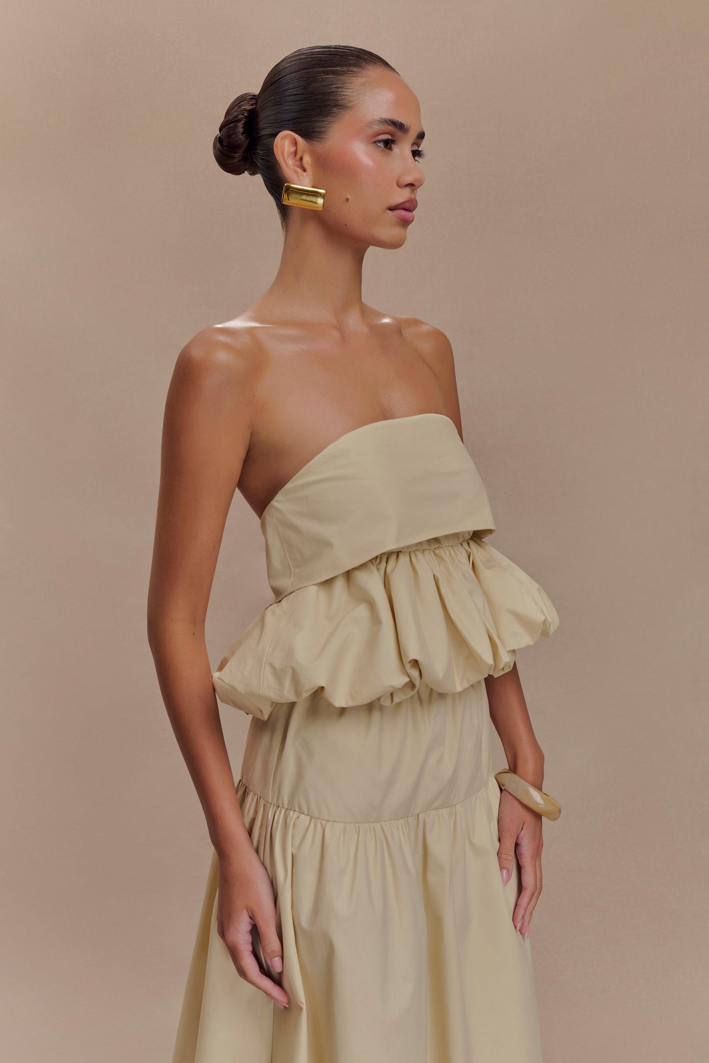 Crop top à bretelles fines et effet bulle Amirah - Nude