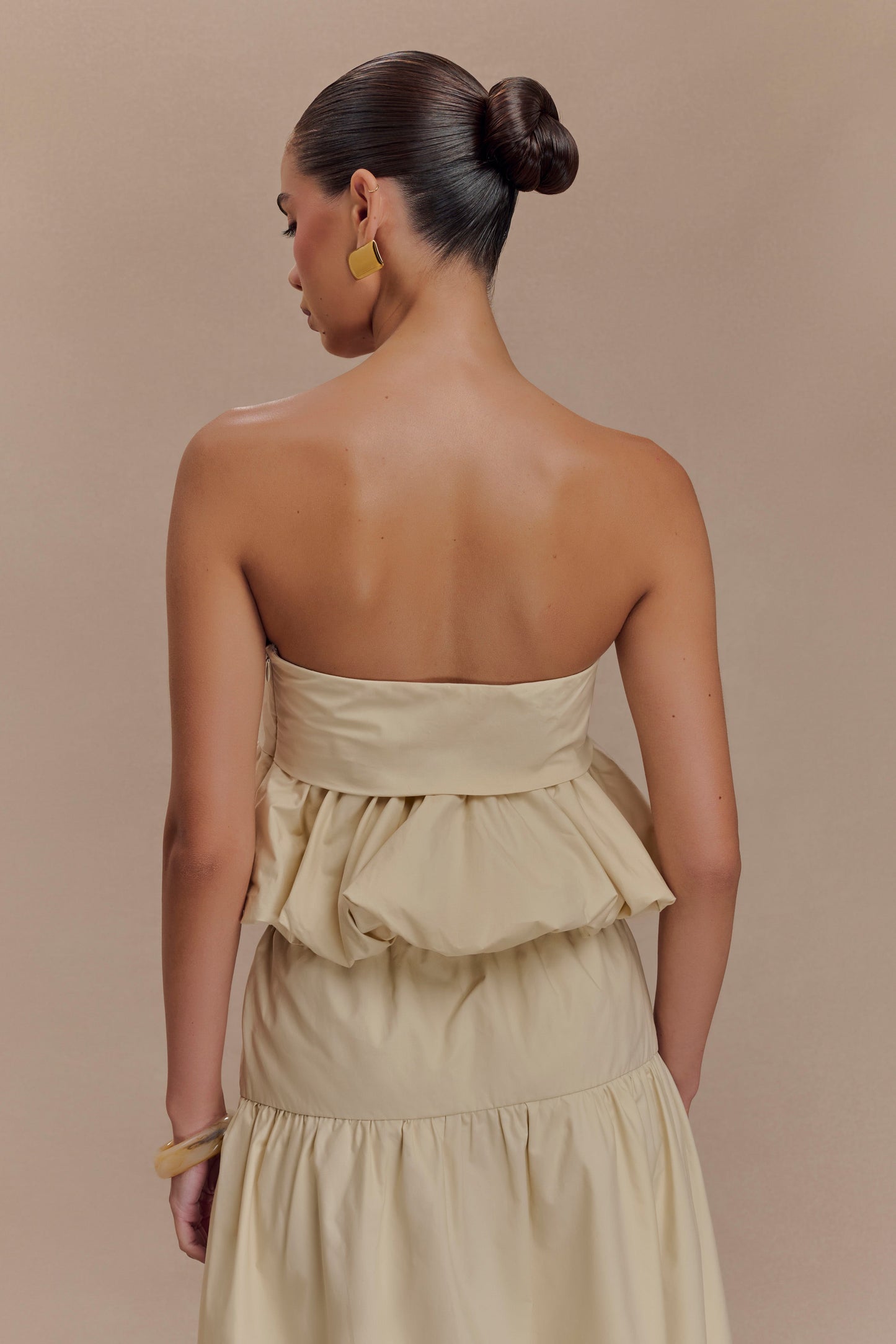 Crop top à bretelles fines et effet bulle Amirah - Nude