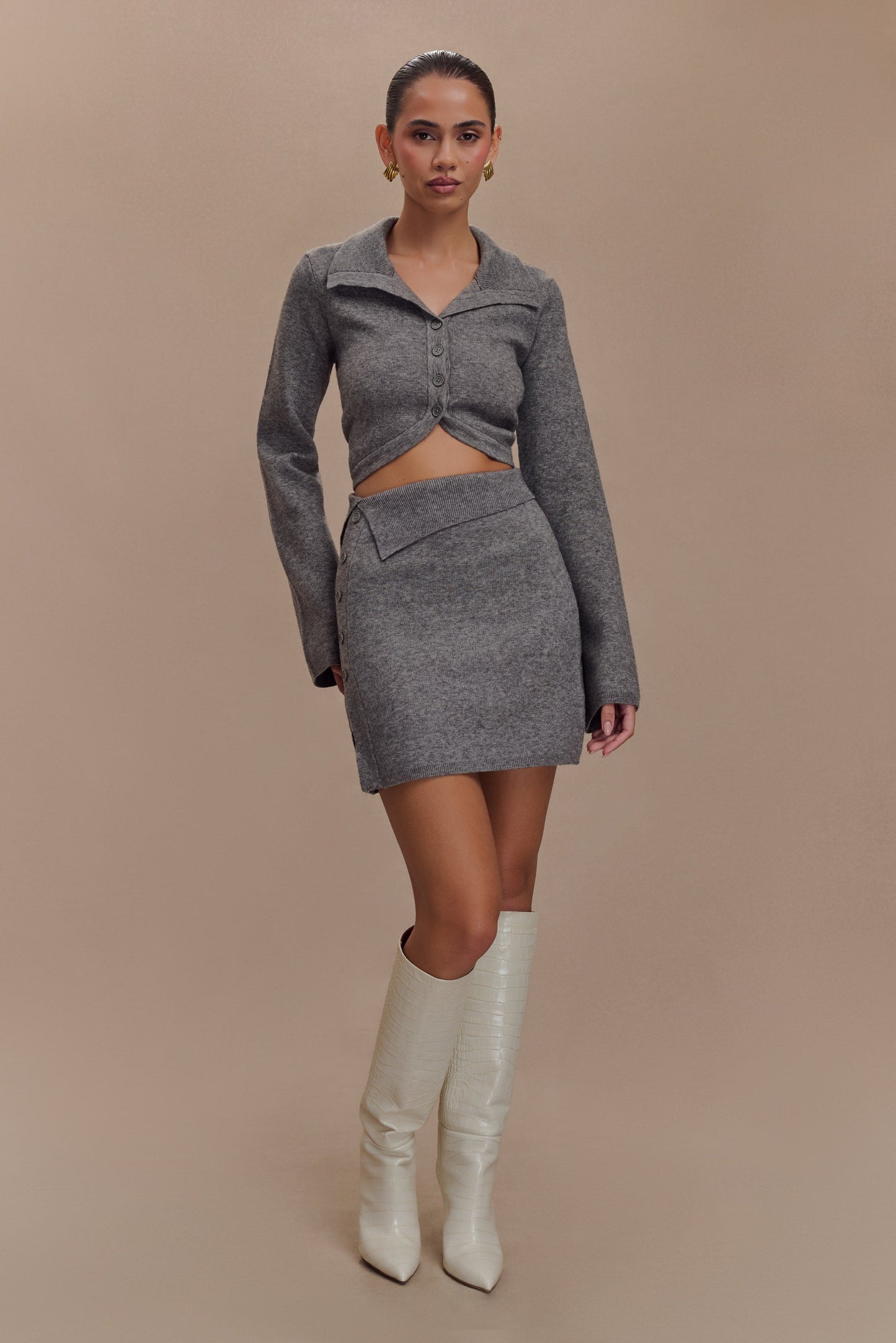 Jupe mini en tricot Annabelle - Gris anthracite