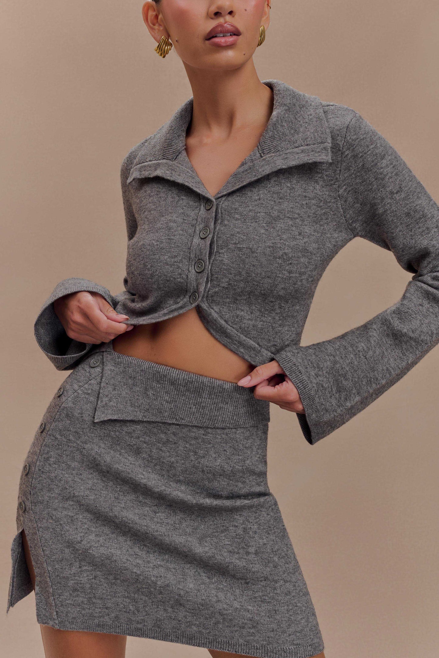 Jupe mini en tricot Annabelle - Gris anthracite