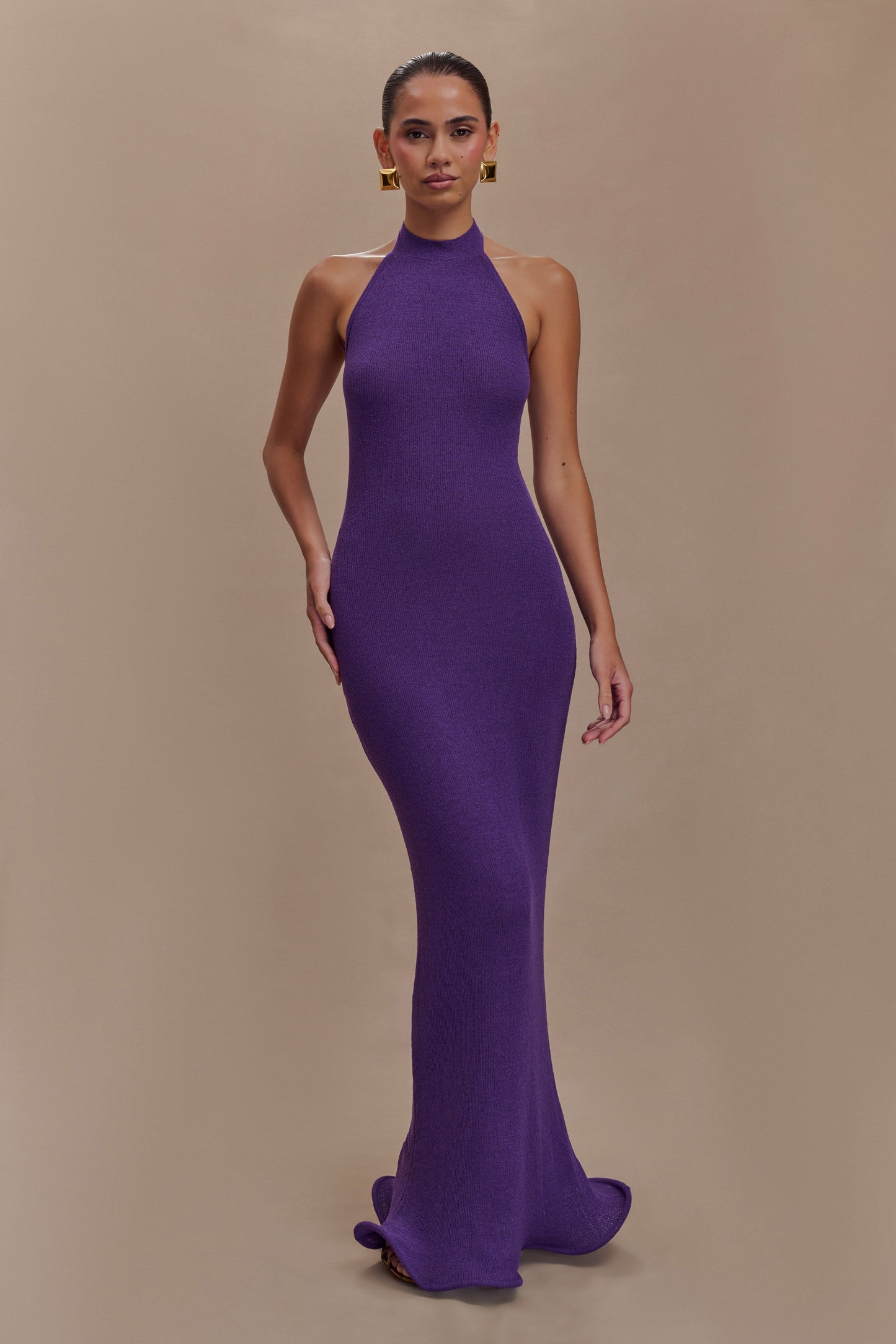 Robe Maxi Tricotée Melodie à Décolleté Croisé - Violette