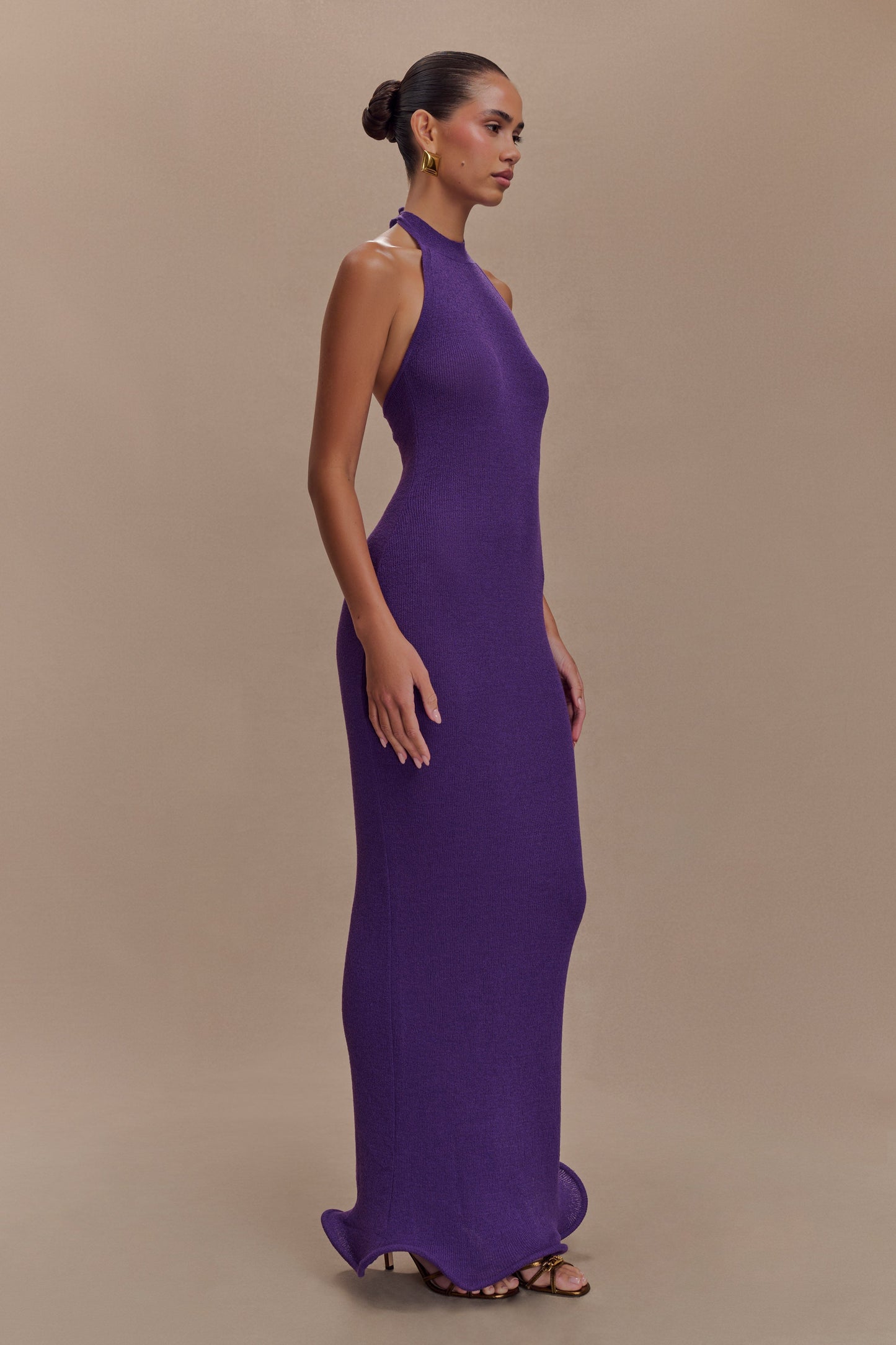 Robe Maxi Tricotée Melodie à Décolleté Croisé - Violette