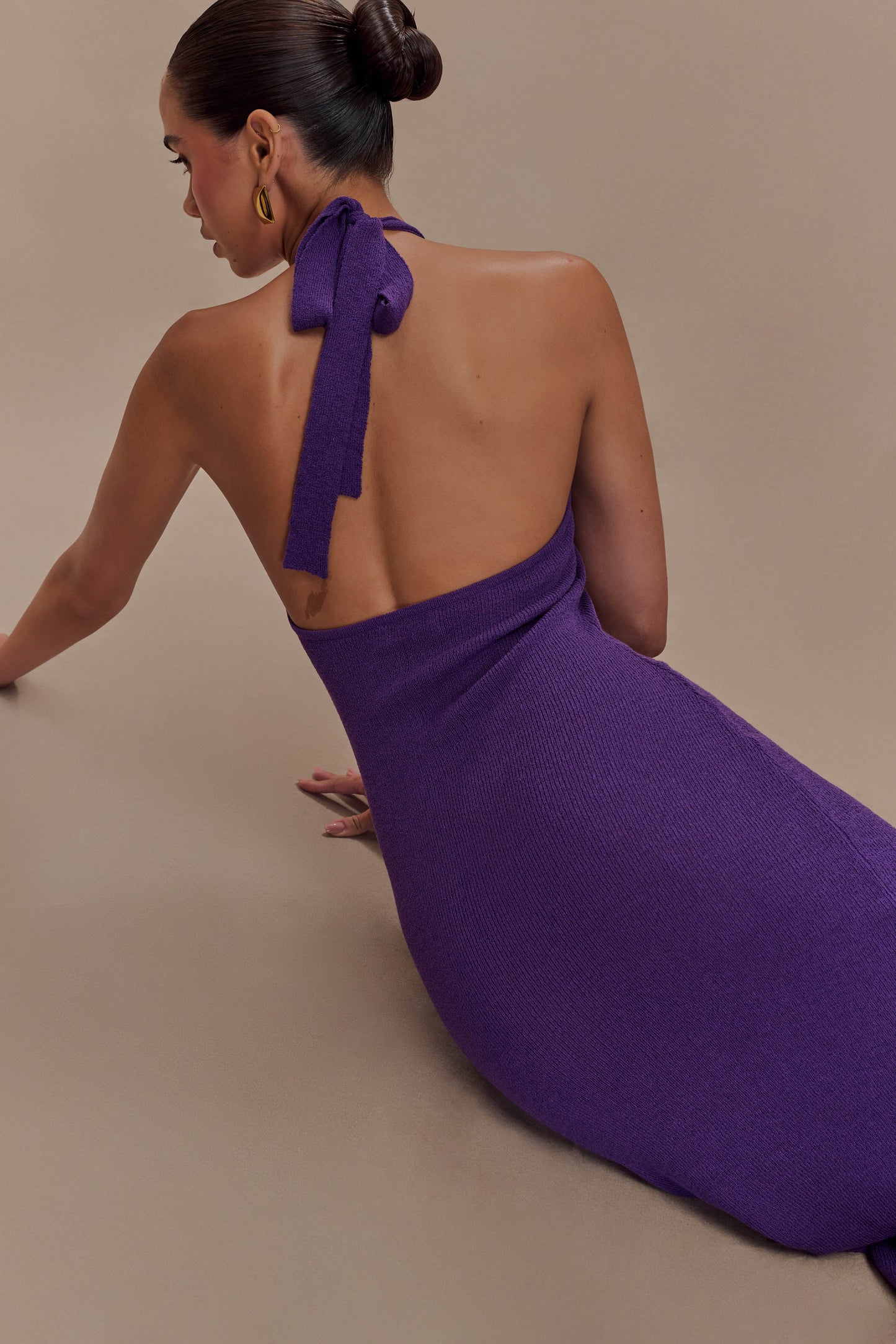 Robe Maxi Tricotée Melodie à Décolleté Croisé - Violette