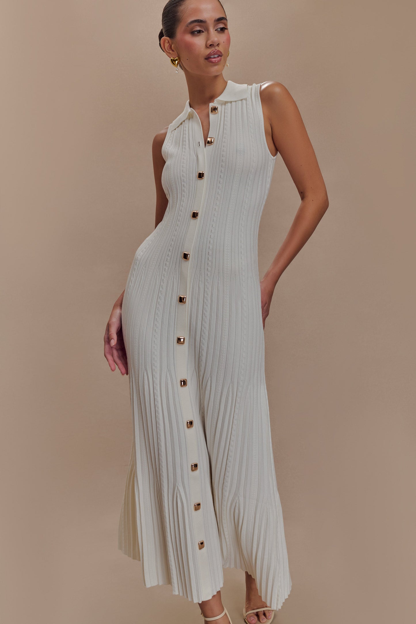 Robe mi-longue en jersey sans manches Margie - Blanc