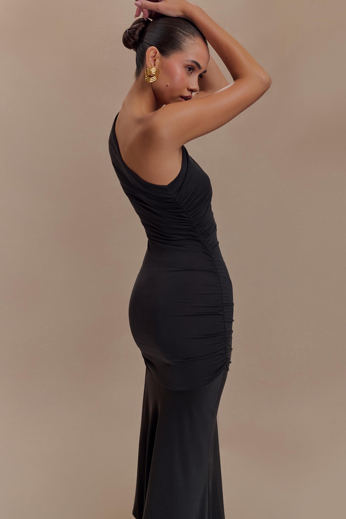Robe midi asymétrique en jersey de jersey de chloé - Noir
