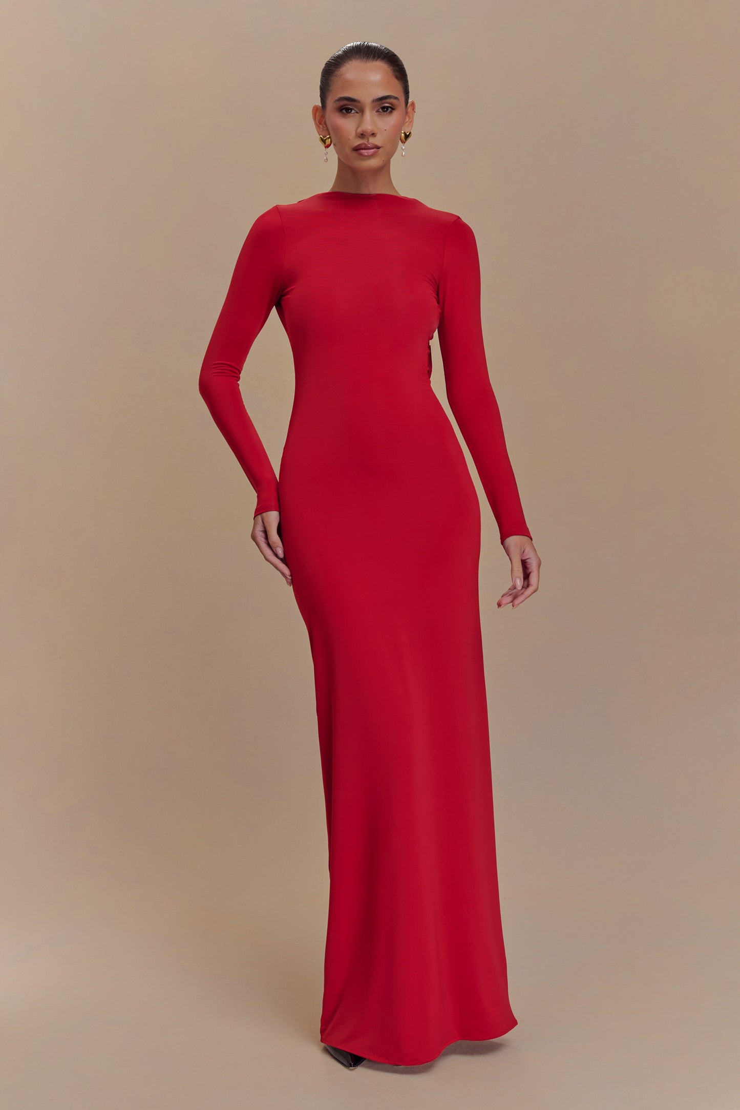 Robe Maxi Évasée à Manches Longues Bennett - Rubis