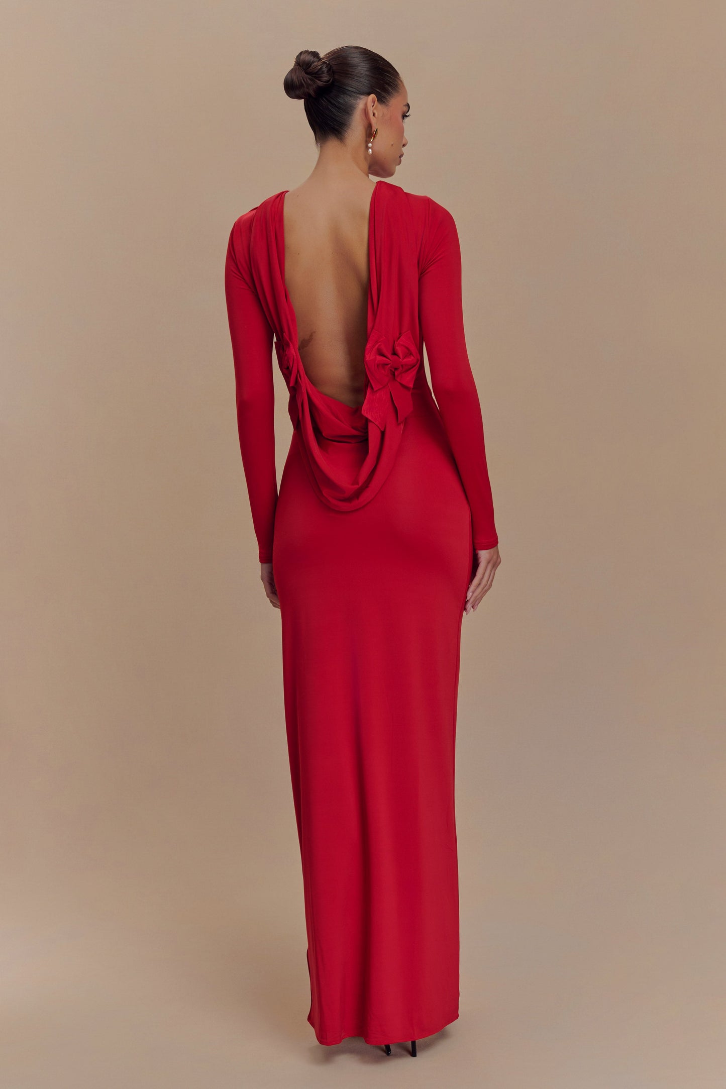Robe Maxi Évasée à Manches Longues Bennett - Rubis