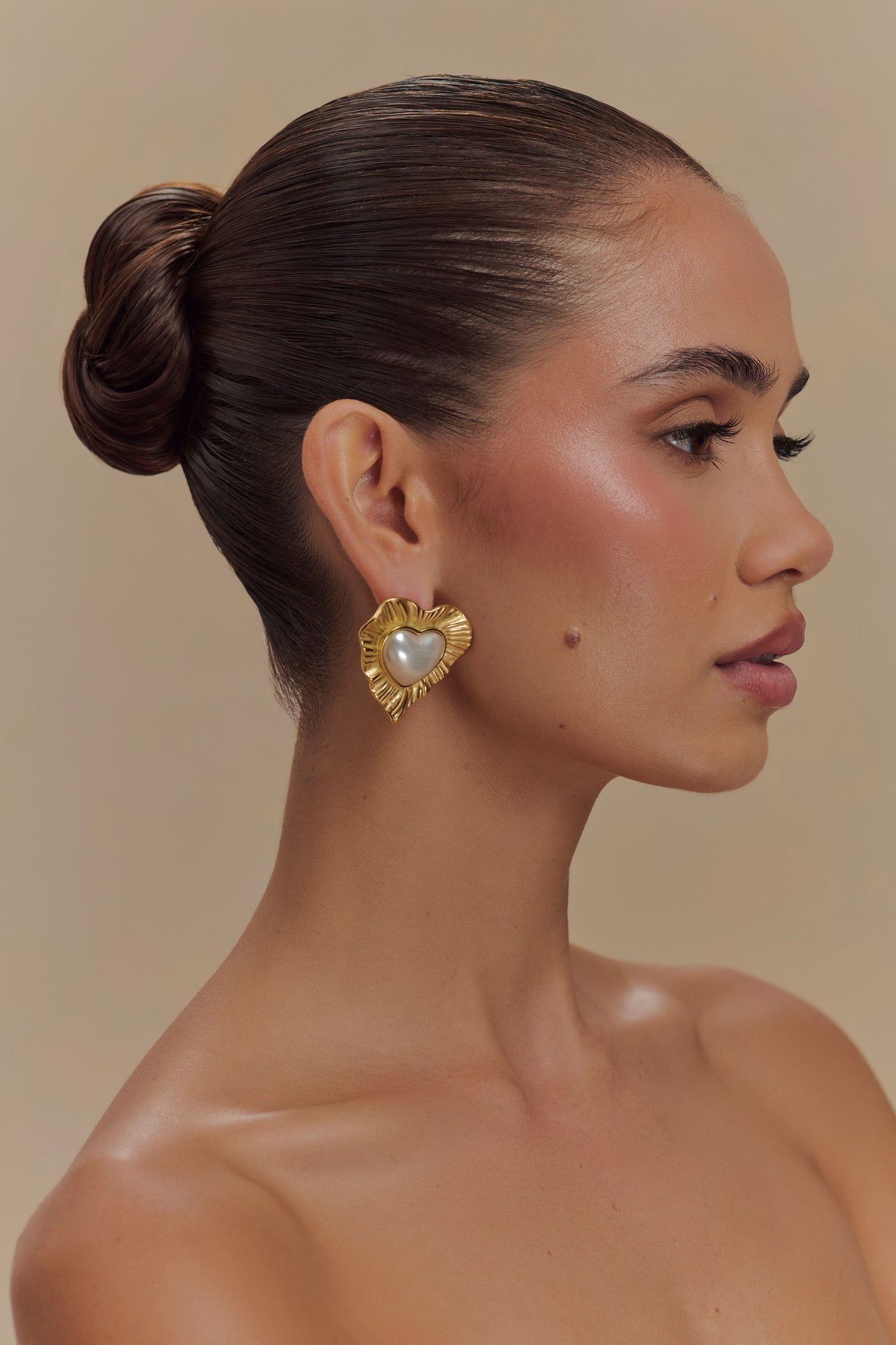 Boucles d'oreilles perles "Cœur à Cœur" - Or