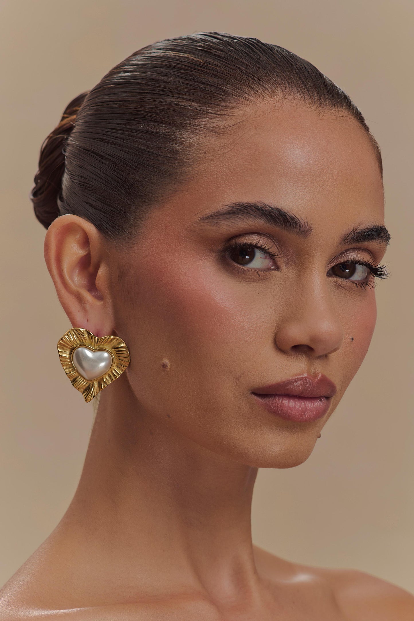 Boucles d'oreilles perles "Cœur à Cœur" - Or