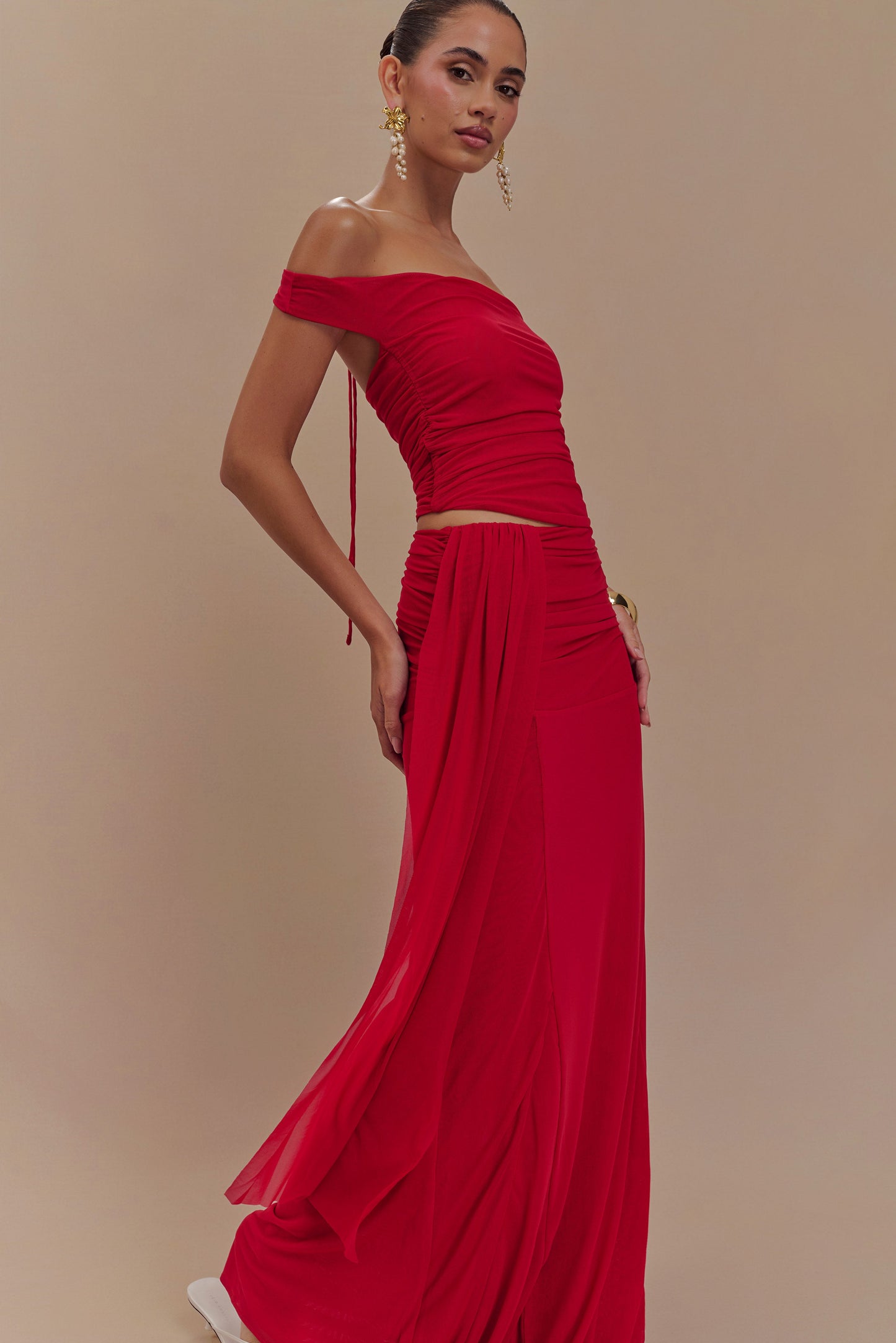 Jupe Maxi en Maille Arna - Rubis