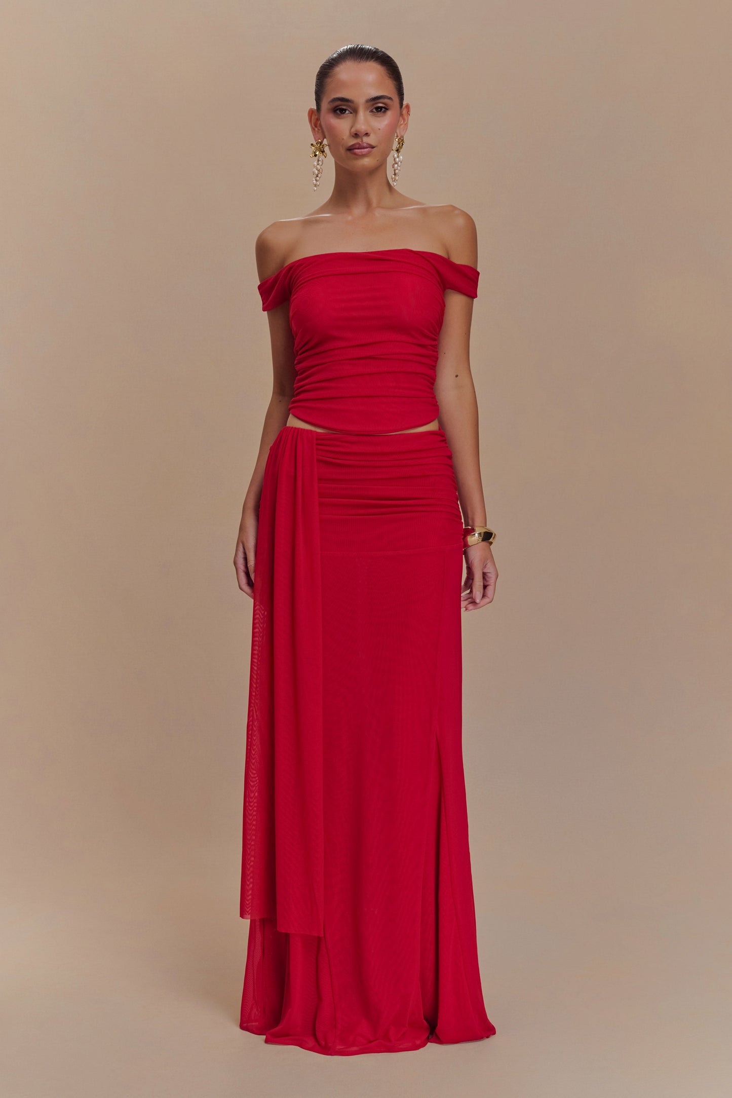 Jupe Maxi en Maille Arna - Rubis