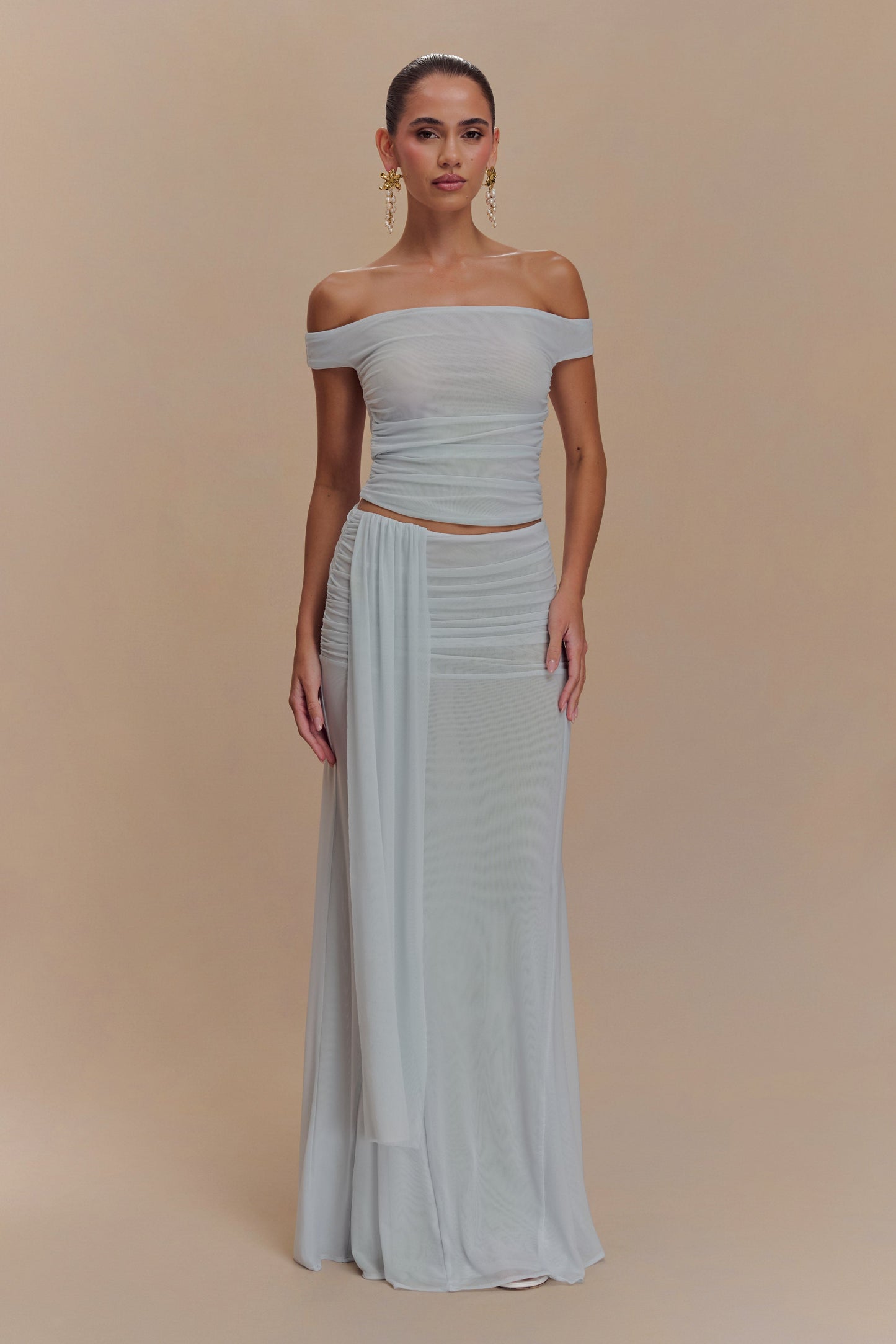 Jupe Maxi en Maille Arna - Bleu Clair