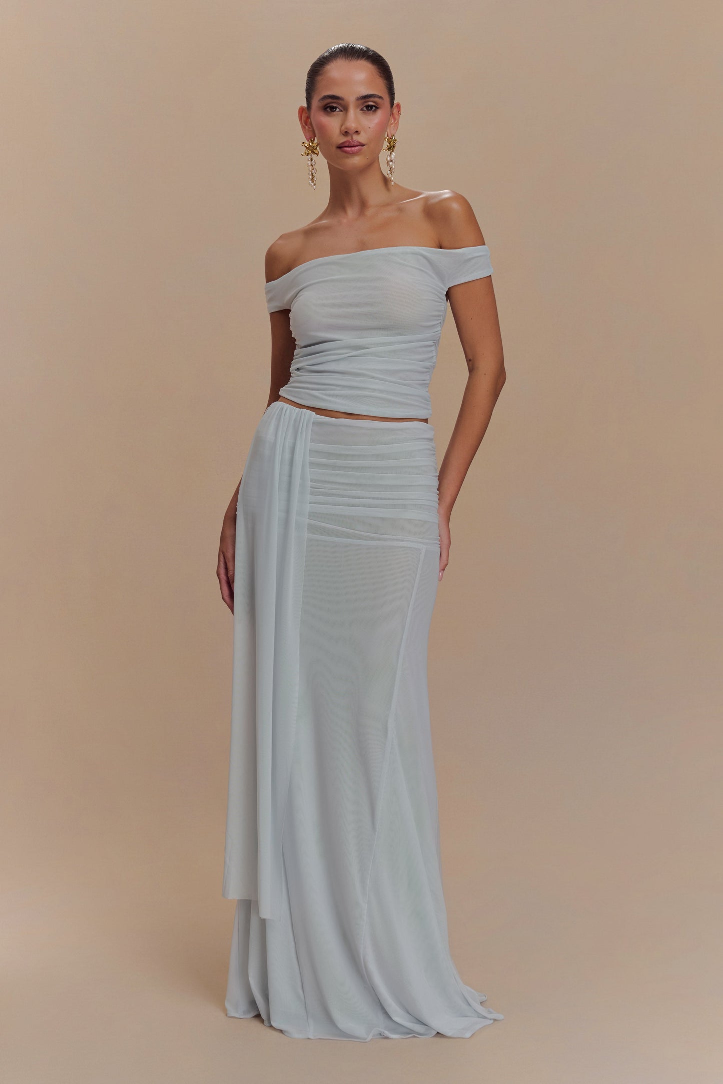 Jupe Maxi en Maille Arna - Bleu Clair
