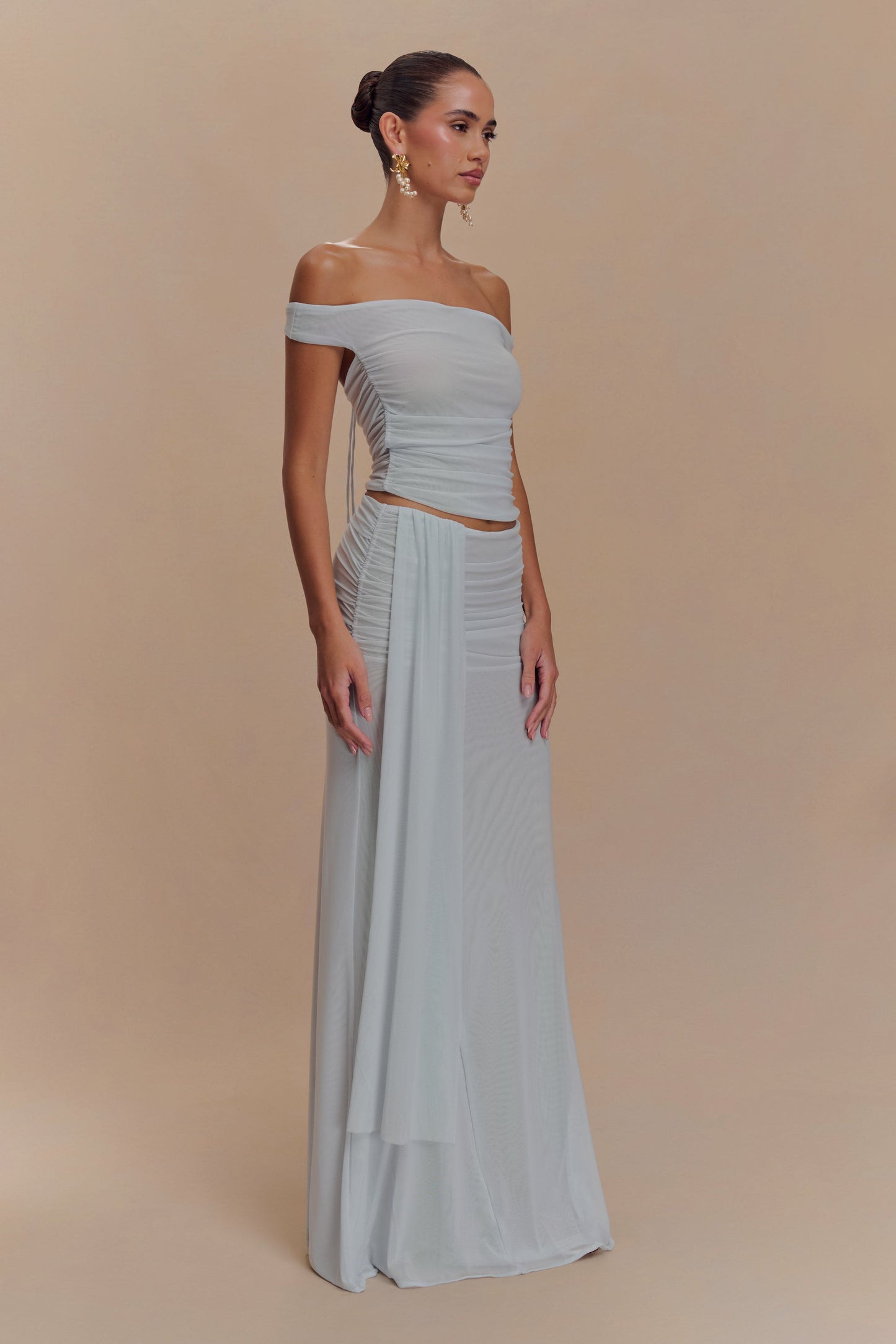Jupe Maxi en Maille Arna - Bleu Clair