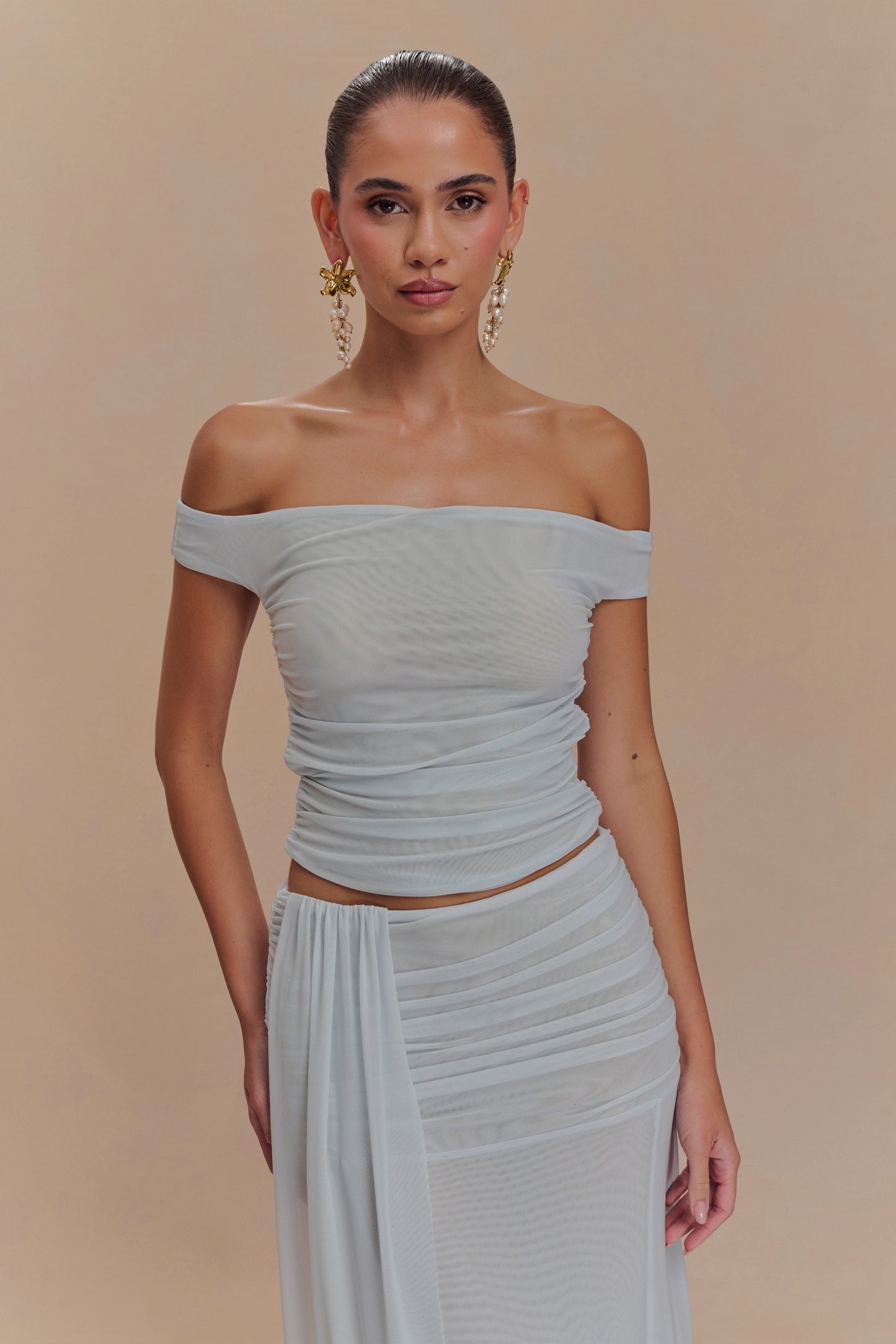 Top court en maille Brooklyn - Bleu clair