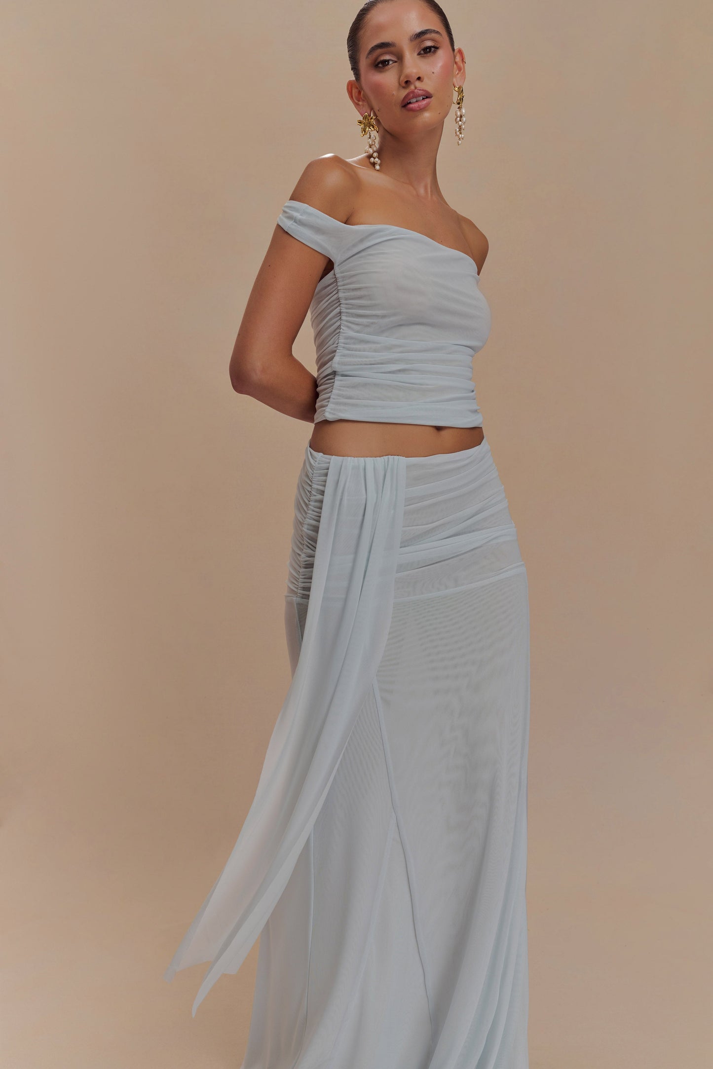 Jupe Maxi en Maille Arna - Bleu Clair