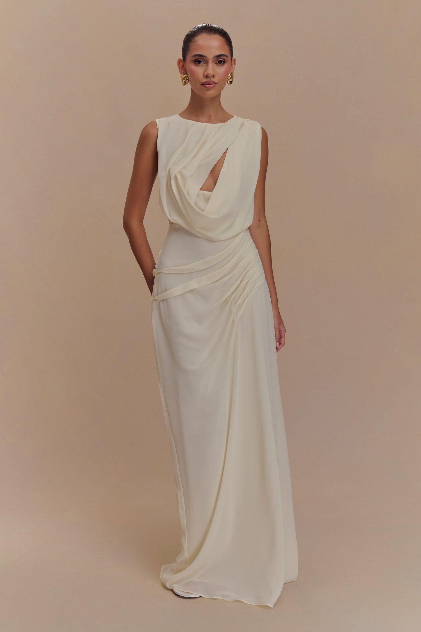Robe Maxi en Chiffon Oria - Ivoire