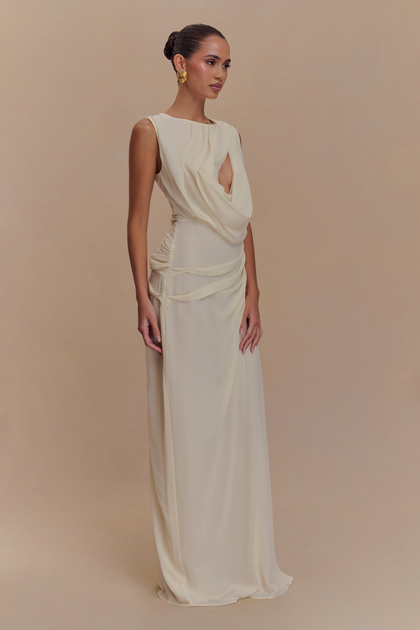 Robe Maxi en Chiffon Oria - Ivoire